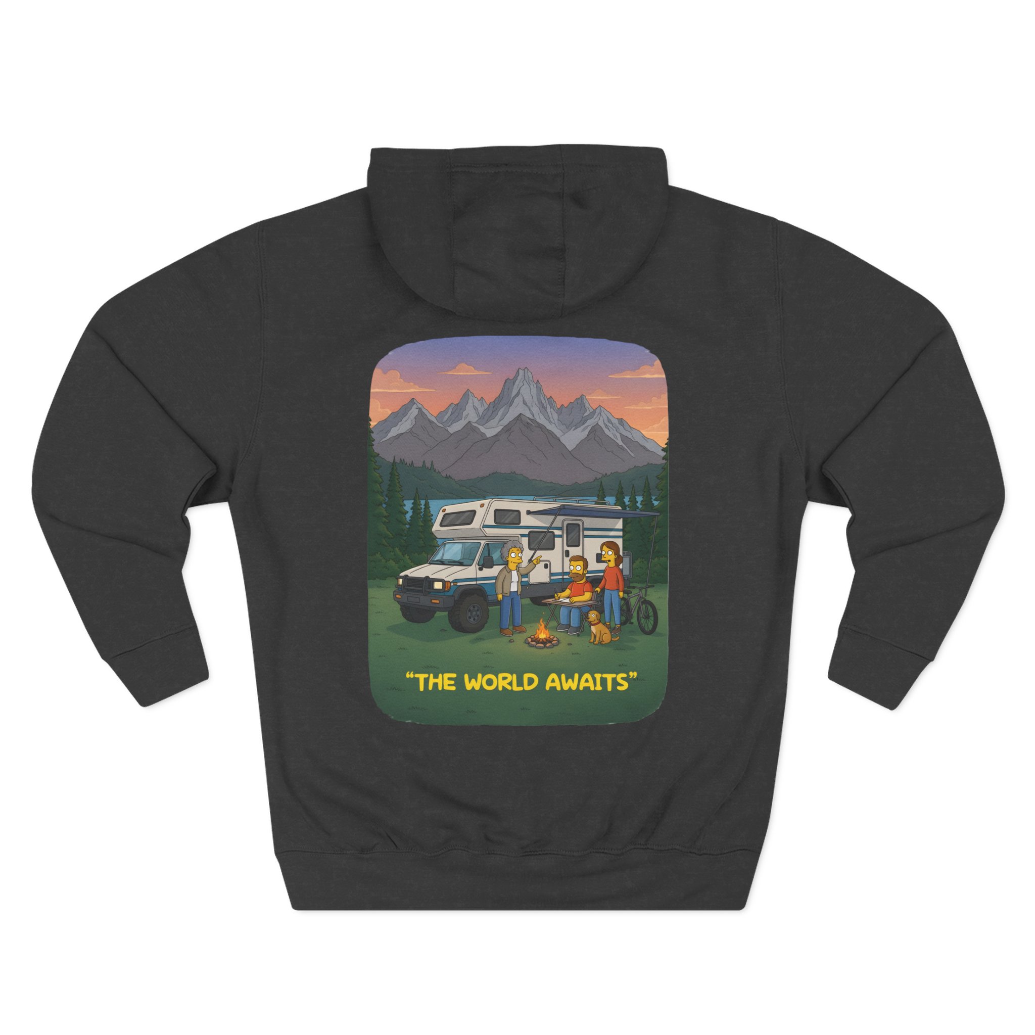 Three-Panel Fleece Hoodie - "The World Awaits" Design Sitcom-Line