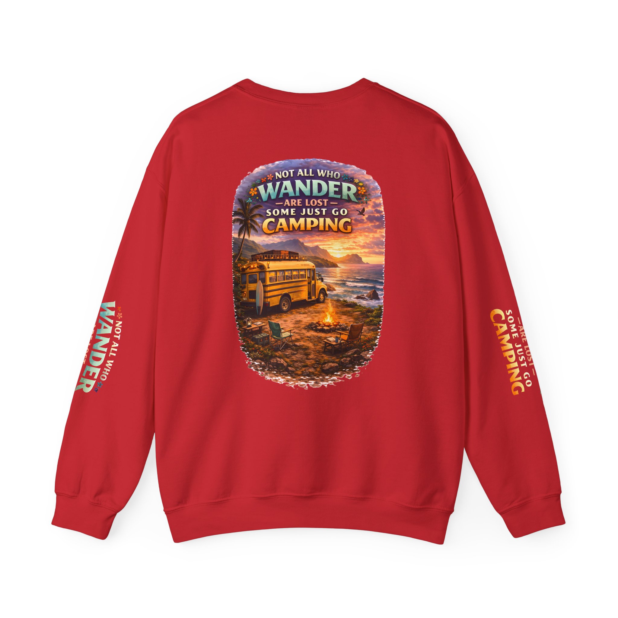 Unisex Heavy Blend™ Crewneck Sweatshirt — "Not All Who Wander Are Lost" Design Scenic-Line