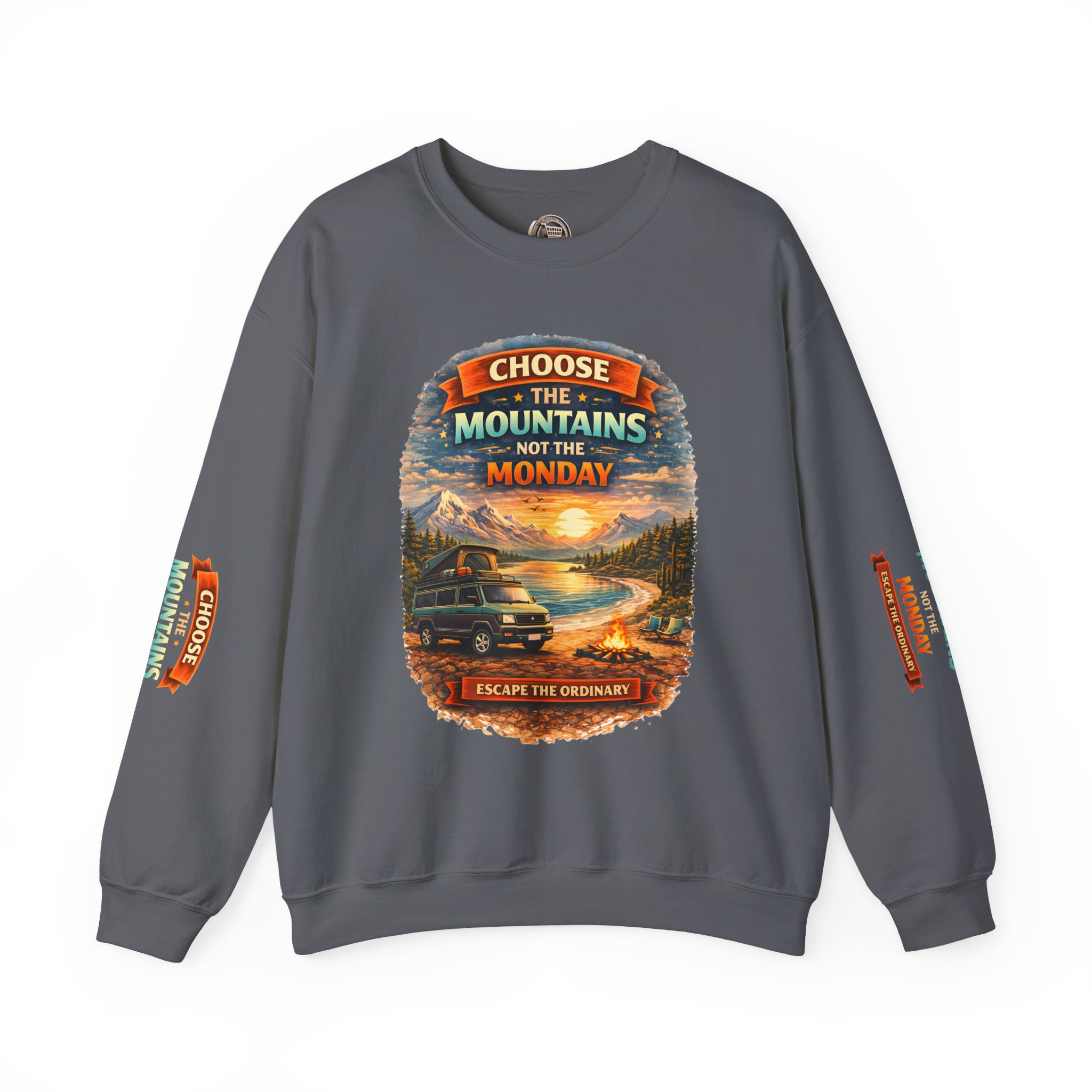 Unisex Heavy Blend™ Crewneck Sweatshirt — "Choose The Mountens" Design Scenic-Line