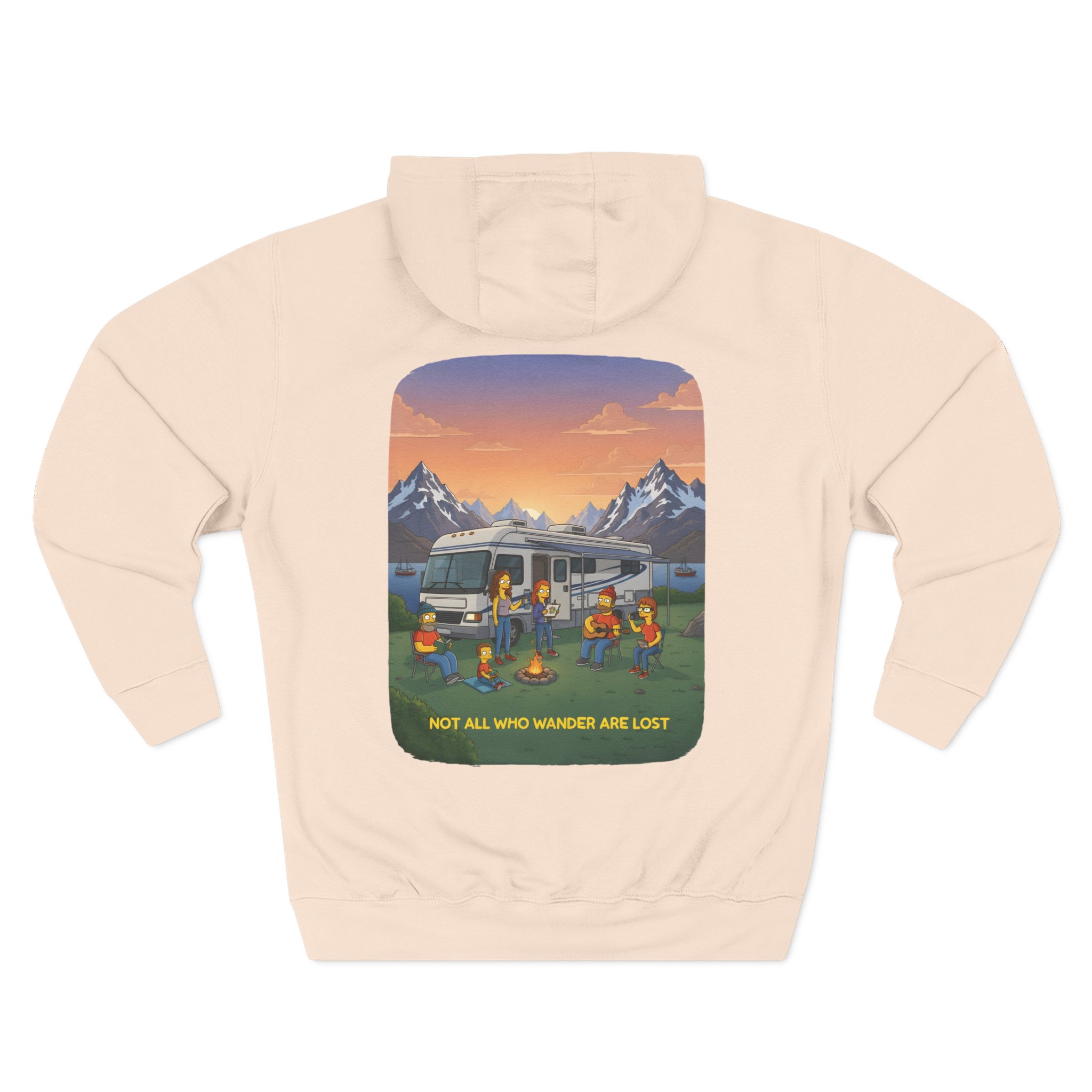 Three-Panel Fleece Hoodie - "Not All Who Wander Are Lost" Design Sitcom-Line