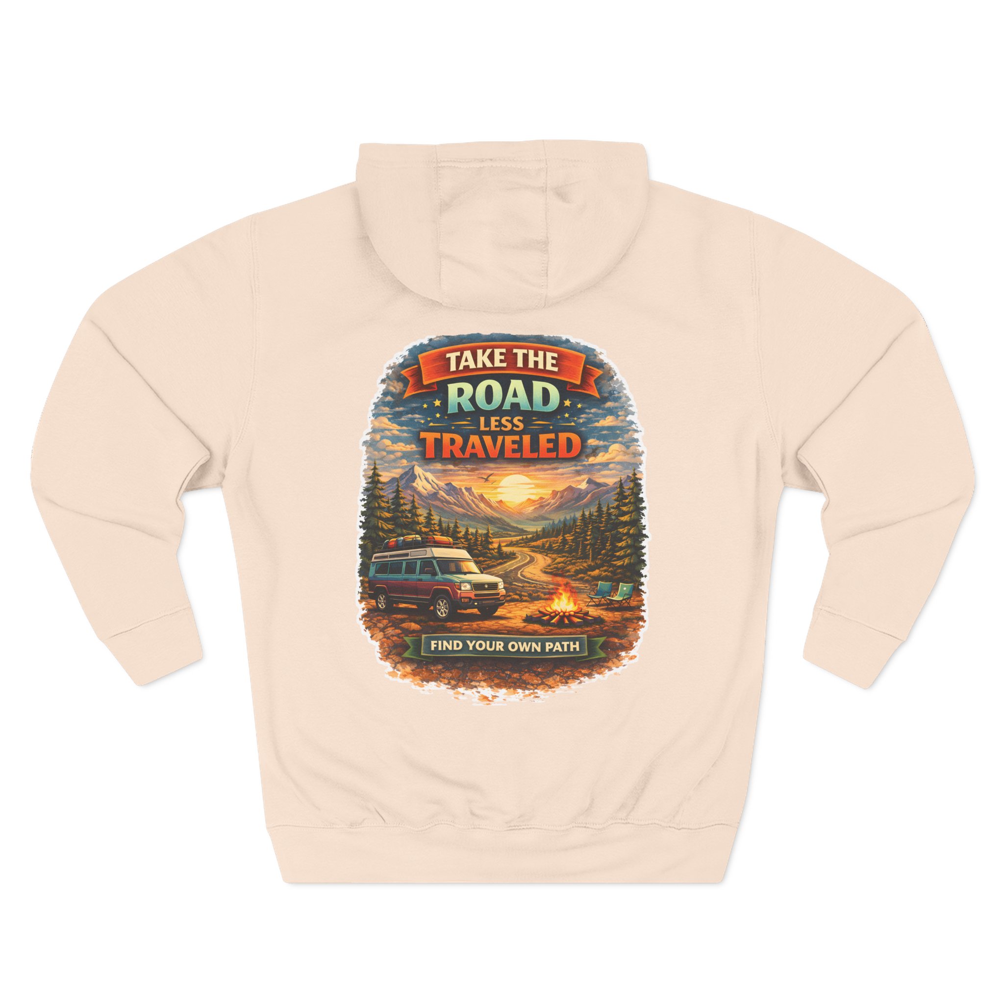 Three-Panel Fleece Hoodie - "Take The Road Less Traveled" Design Scenic-Line