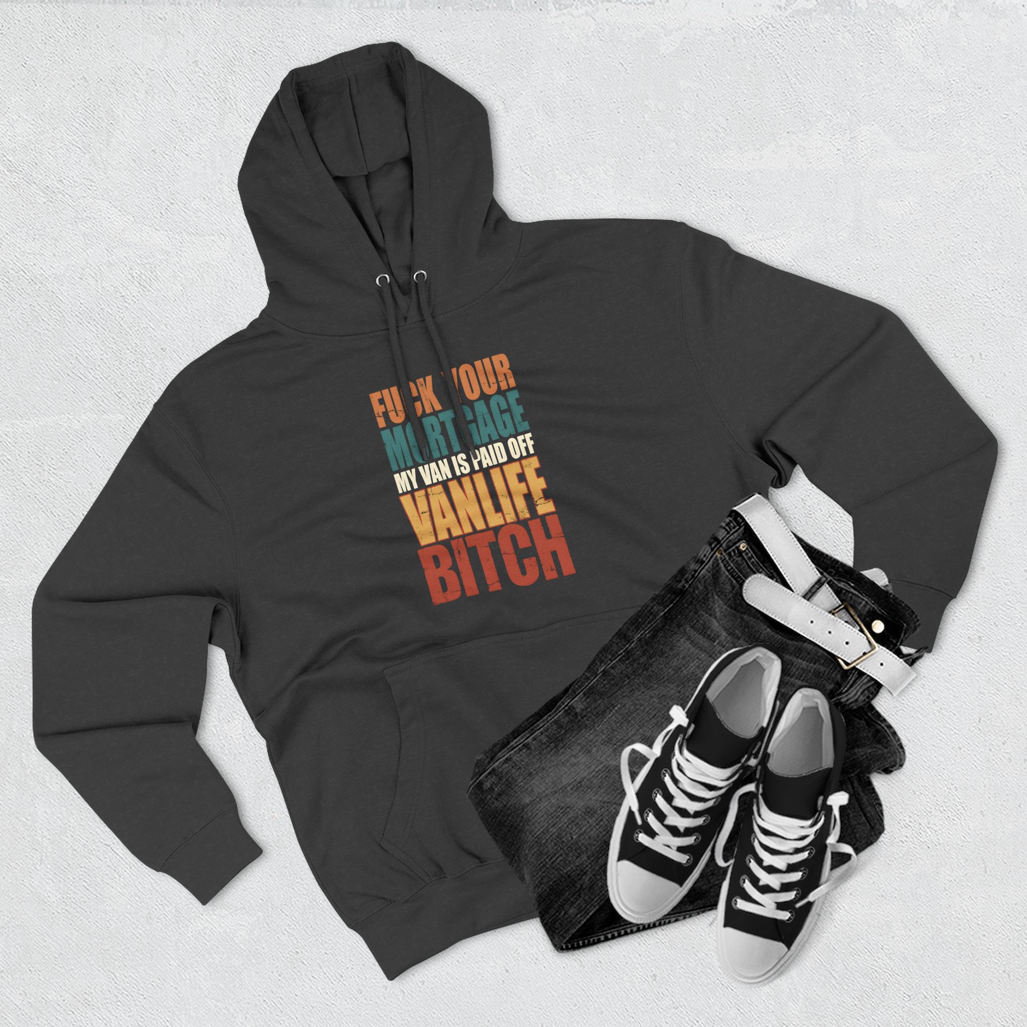 Three-Panel Fleece Hoodie - "Fuck Your Mortgage" Design F**K-Line