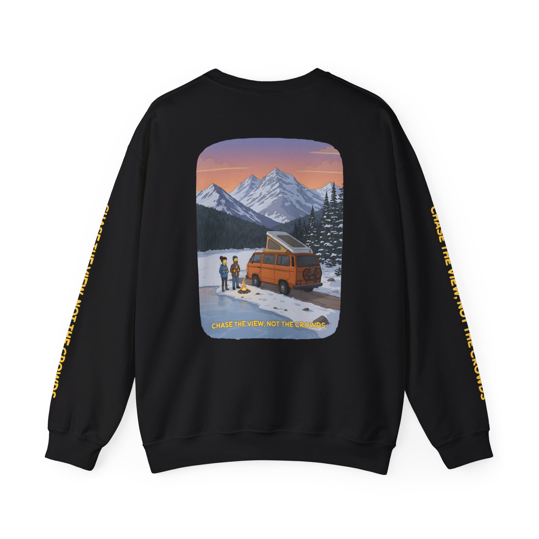 Unisex Heavy Blend™ Crewneck Sweatshirt — "Chase The Views-Not The Crowds"" Design Sitcom-Line