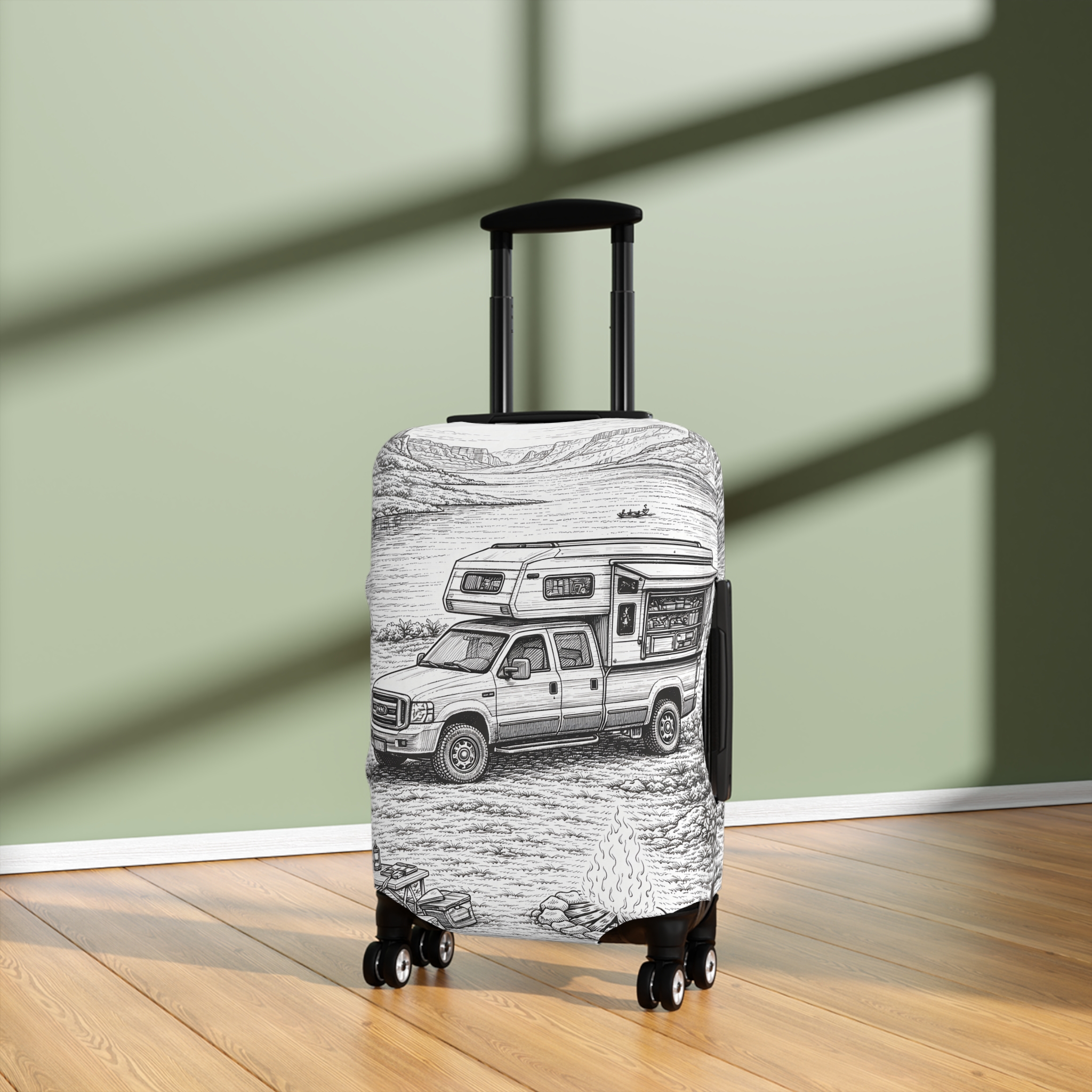 4113811036350878776_2048.jpeg Luggage Cover — Adventure Camper Sketch Travel Suitcase