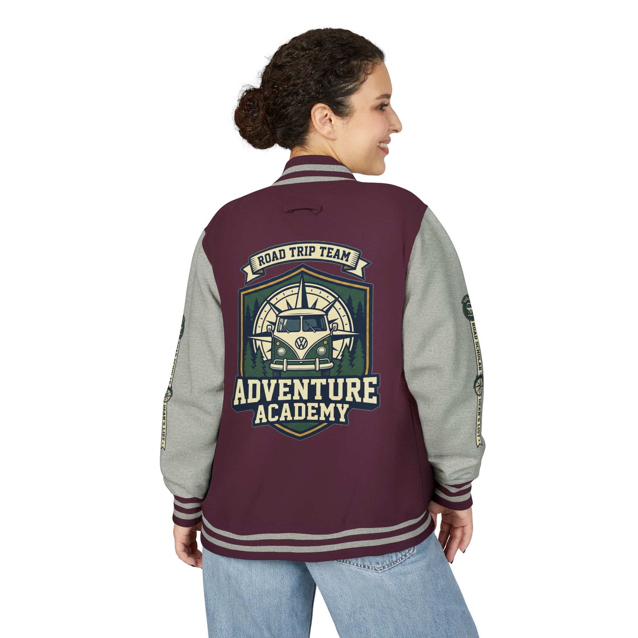 Unisex Heavyweight Letterman Jacket (Awdis) —"Adventure Academy" Road Trip Team Varsity Jacket