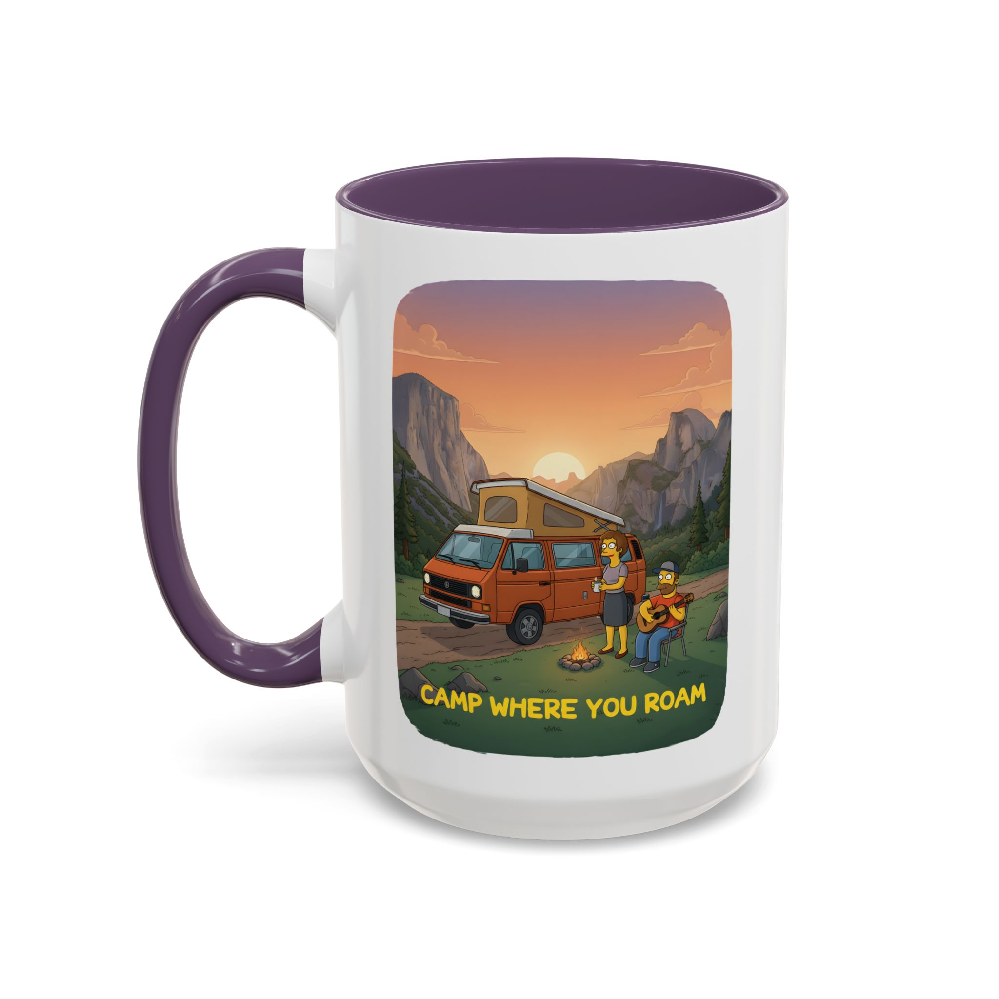 Accent Coffee Mug (11, 15oz) — "Camp Where You Roam" Design Sitcom-Line