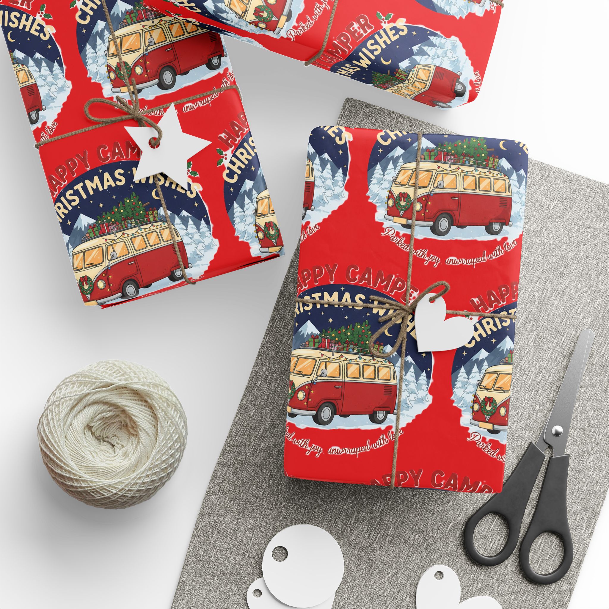 Christmas Camper Wrapping Paper - Retro RV Holiday Gift Wrap