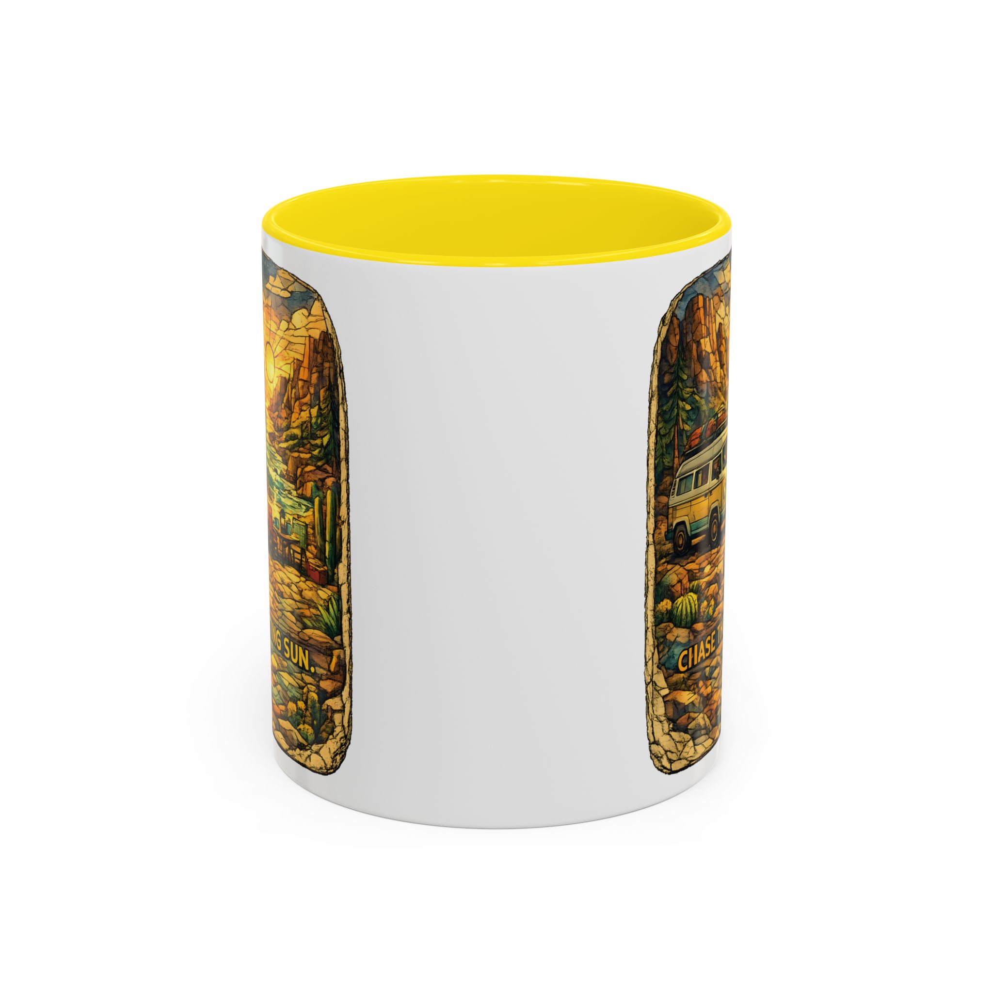 4124230783376641641_2048.jpeg Accent Coffee Mug (11, 15oz) — "Chase The Settings Sun" Design Cubic-Line