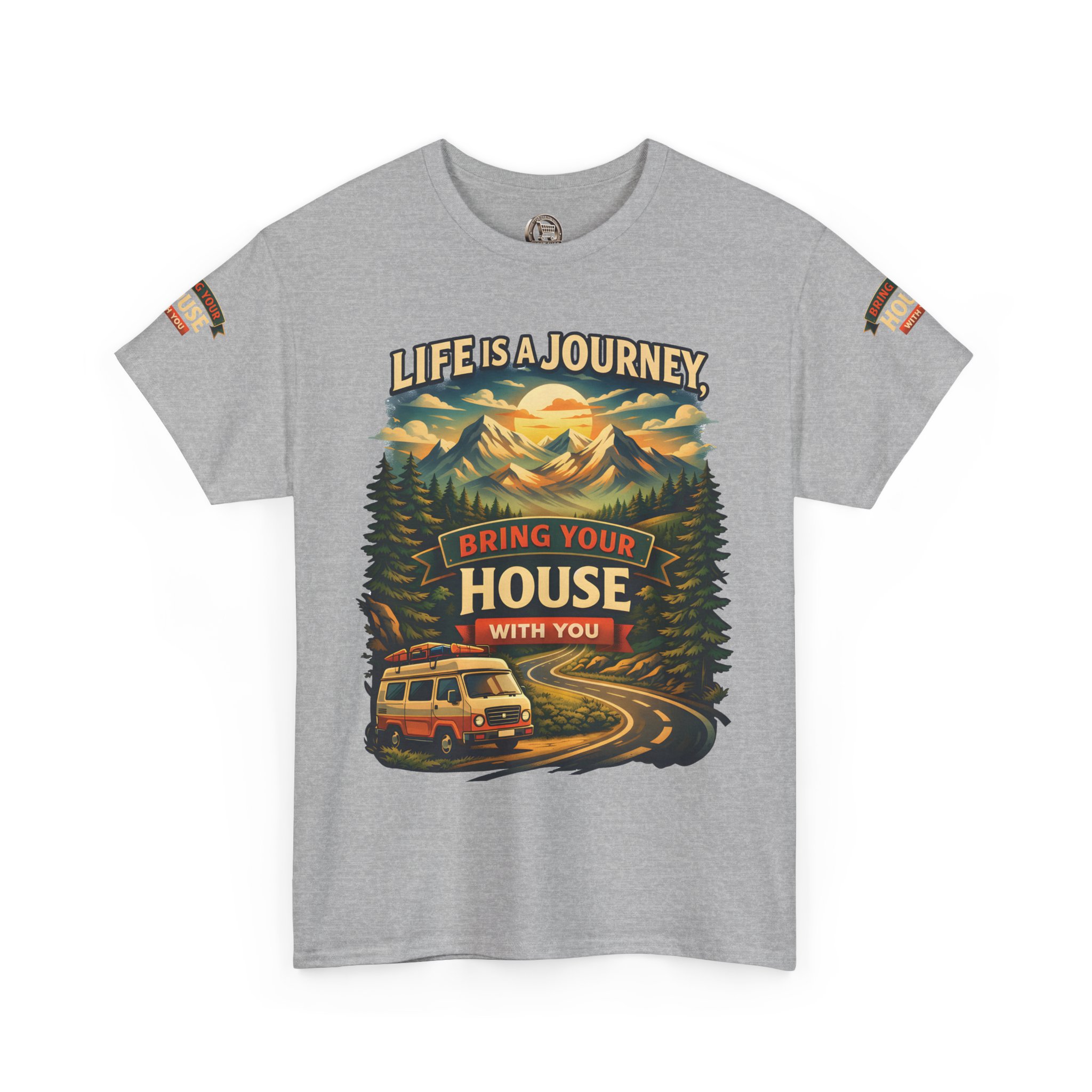 4126522407029297431_2048.jpeg Unisex Heavy Cotton Tee — "Live Is A Journey-Bring Your House With You" Design Scenic-Line