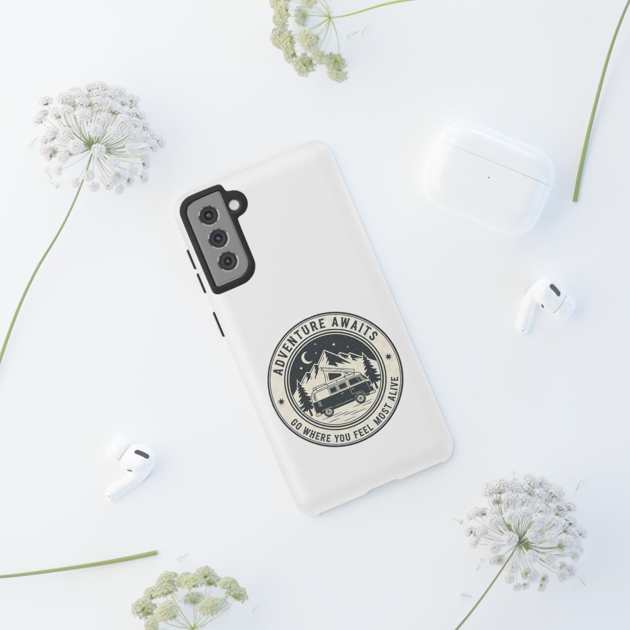 Phone Case — "Adventure Awaits-Go Where You Feel Most Alive" Camper Van Design