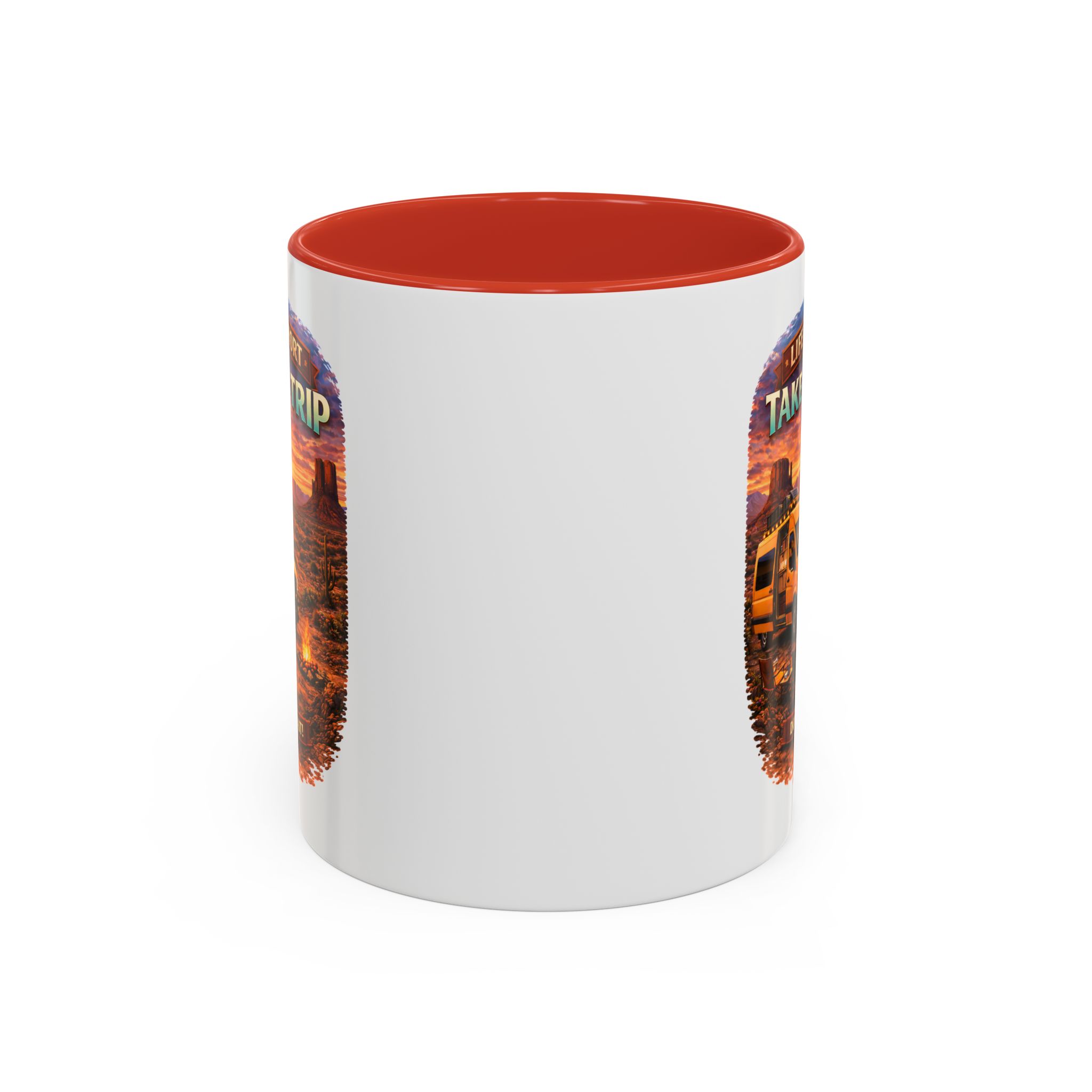 Accent Coffee Mug (11, 15oz) — "Live Is Short Take The Trip" Design Scenic-Line