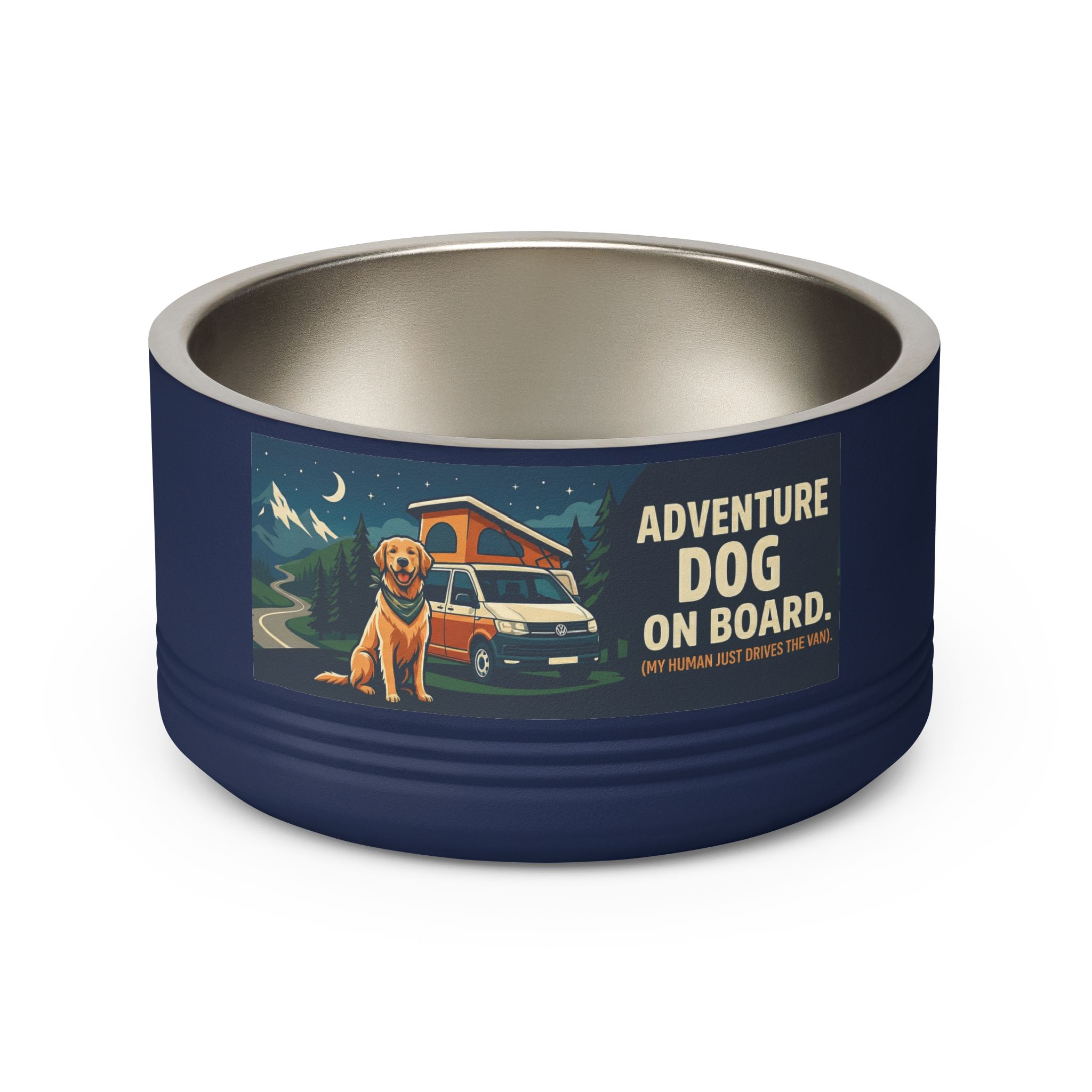 Pet Bowl — "Adventure Dog On Board " 18oz Camper & Hiking Dog Travel Bowl