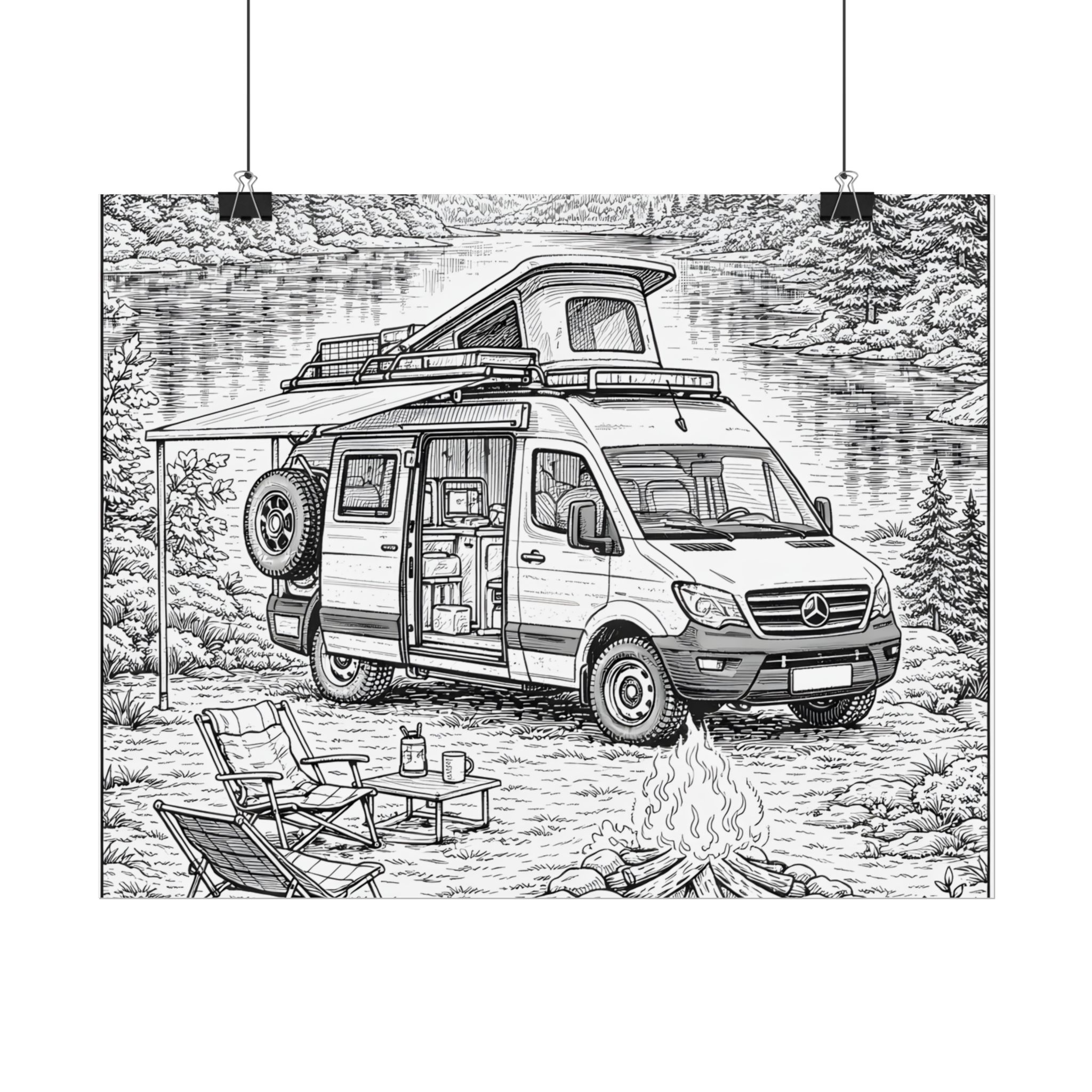 Campervan Poster — Vintage RV Camping Landscape Wall Art
