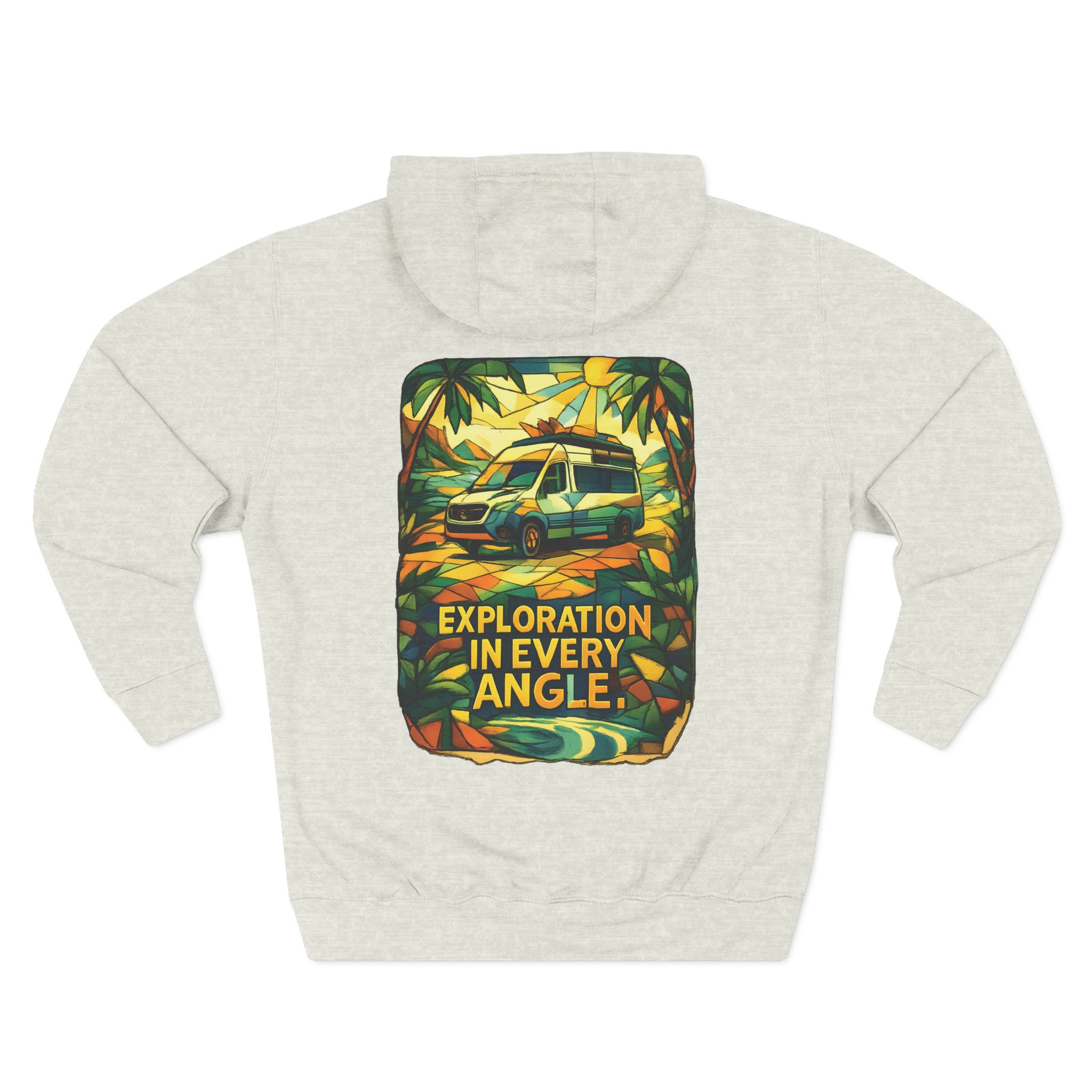 Three-Panel Fleece Hoodie - "Exploration In Every Angle" Design Cubic-Line
