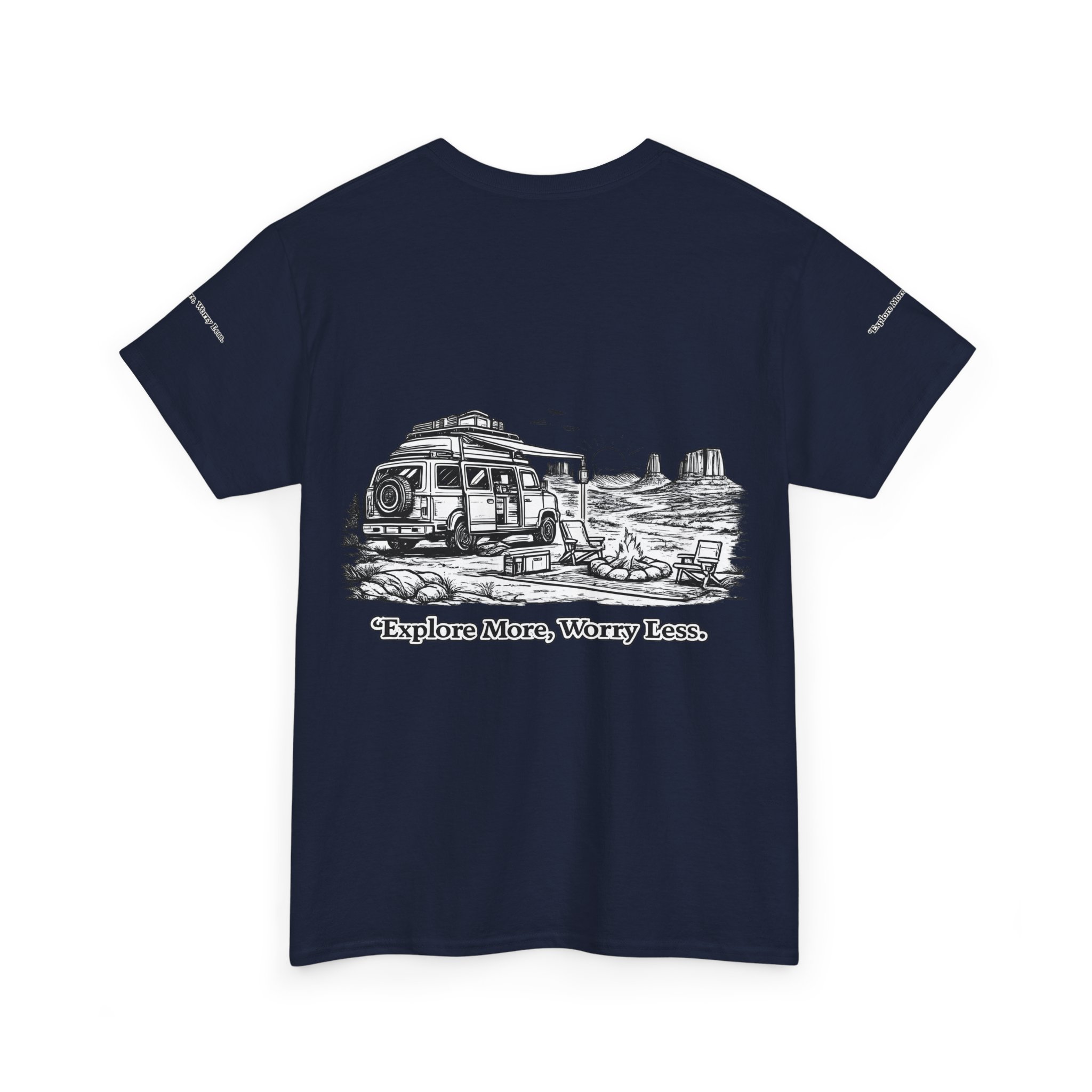 415508972865388710_2048.jpeg Unisex Heavy Cotton Tee — "Explore More Worry Less" Design Minimal-Line