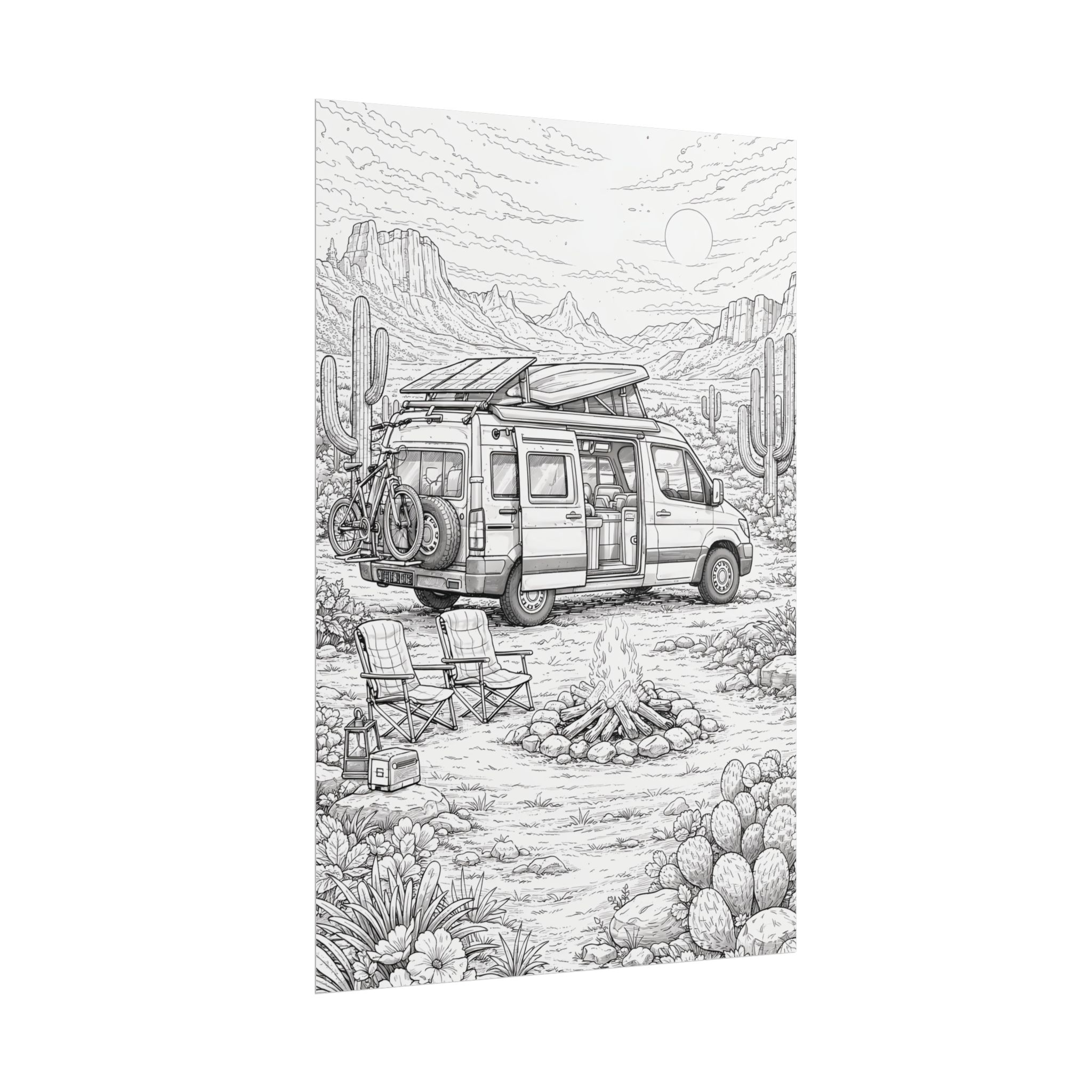 Campervan Poster — Vintage RV Camping Landscape Wall Art