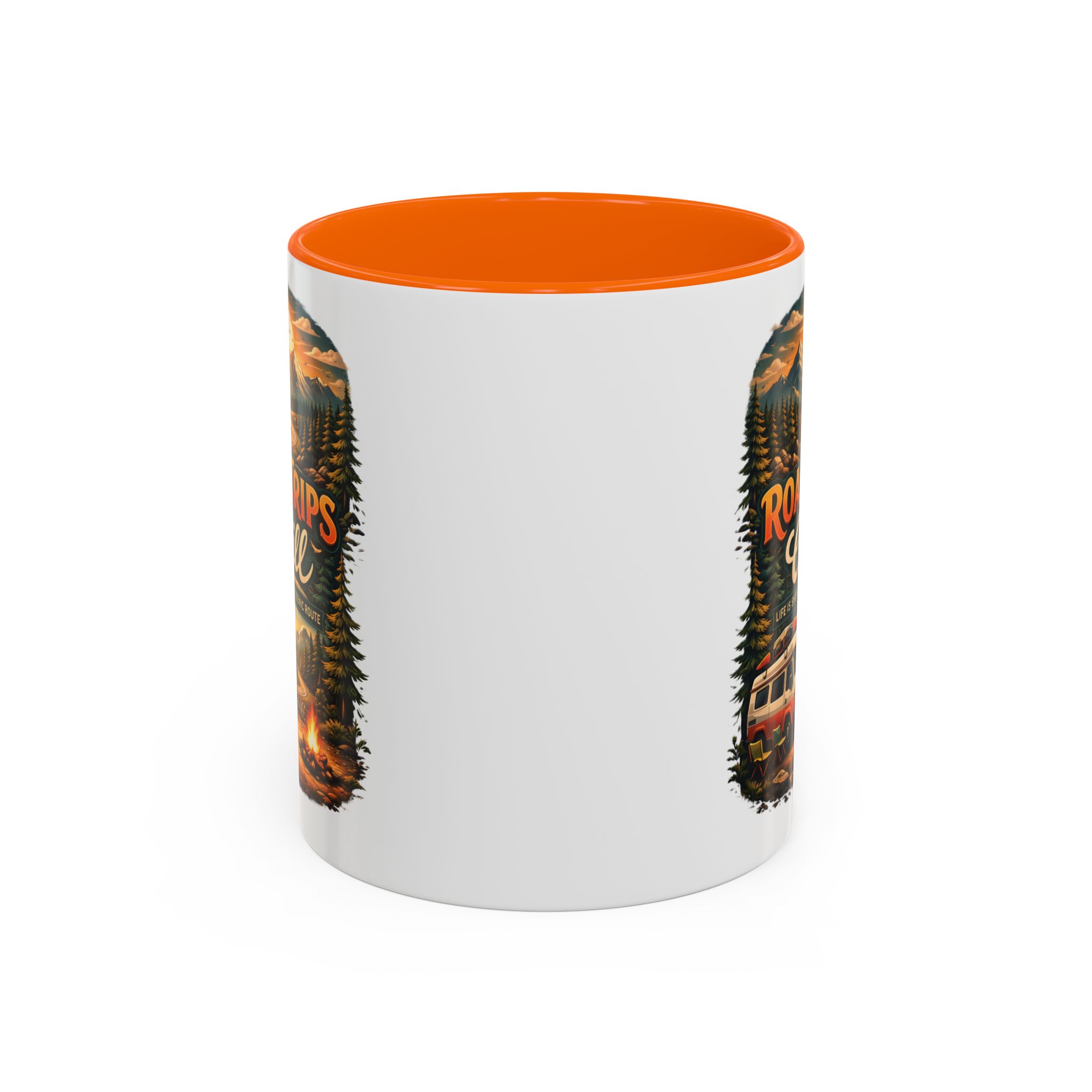 Accent Coffee Mug (11, 15oz) — "Road Trips & Chill" Design Scenic-Line