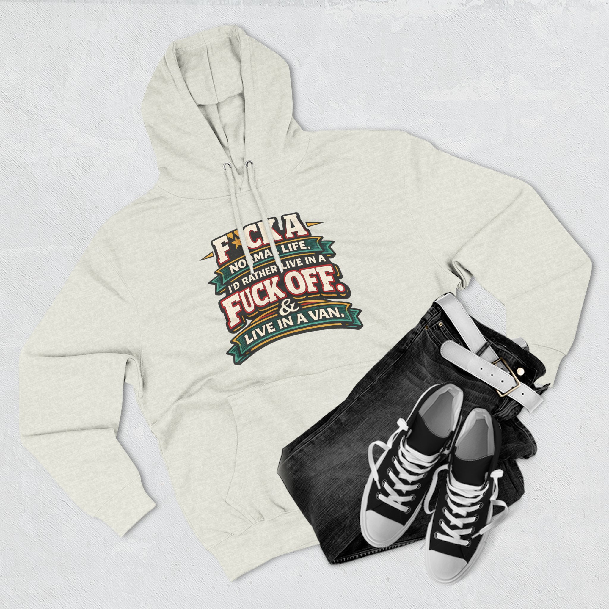 4159031082359607011_2048.jpeg Three-Panel Fleece Hoodie - "Fuck A Normal Life" Design F**K-Line