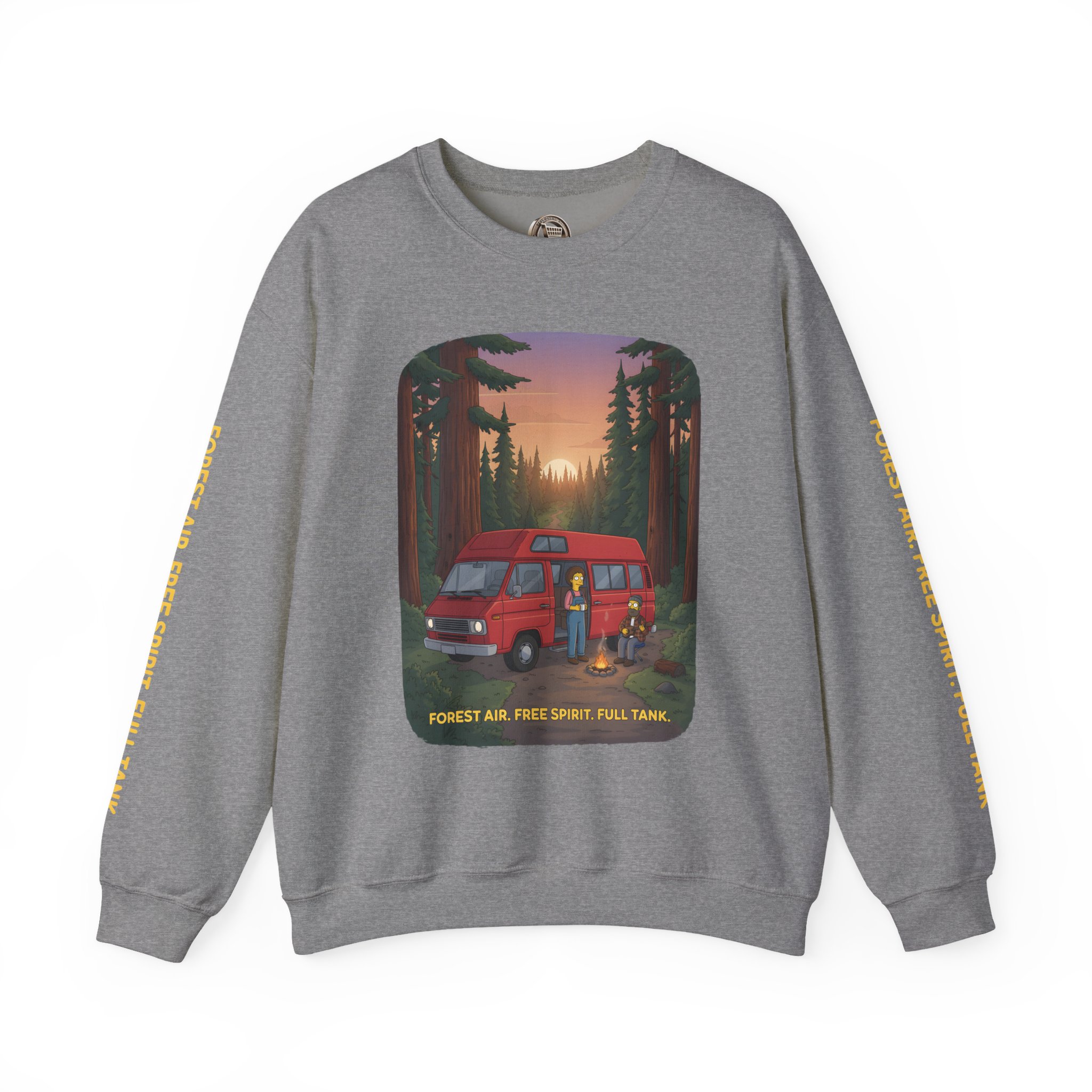 4161288719912375690_2048.jpeg Unisex Heavy Blend™ Crewneck Sweatshirt — "Forest Air Free Spirit Full Tank" Design Sitcom-Line
