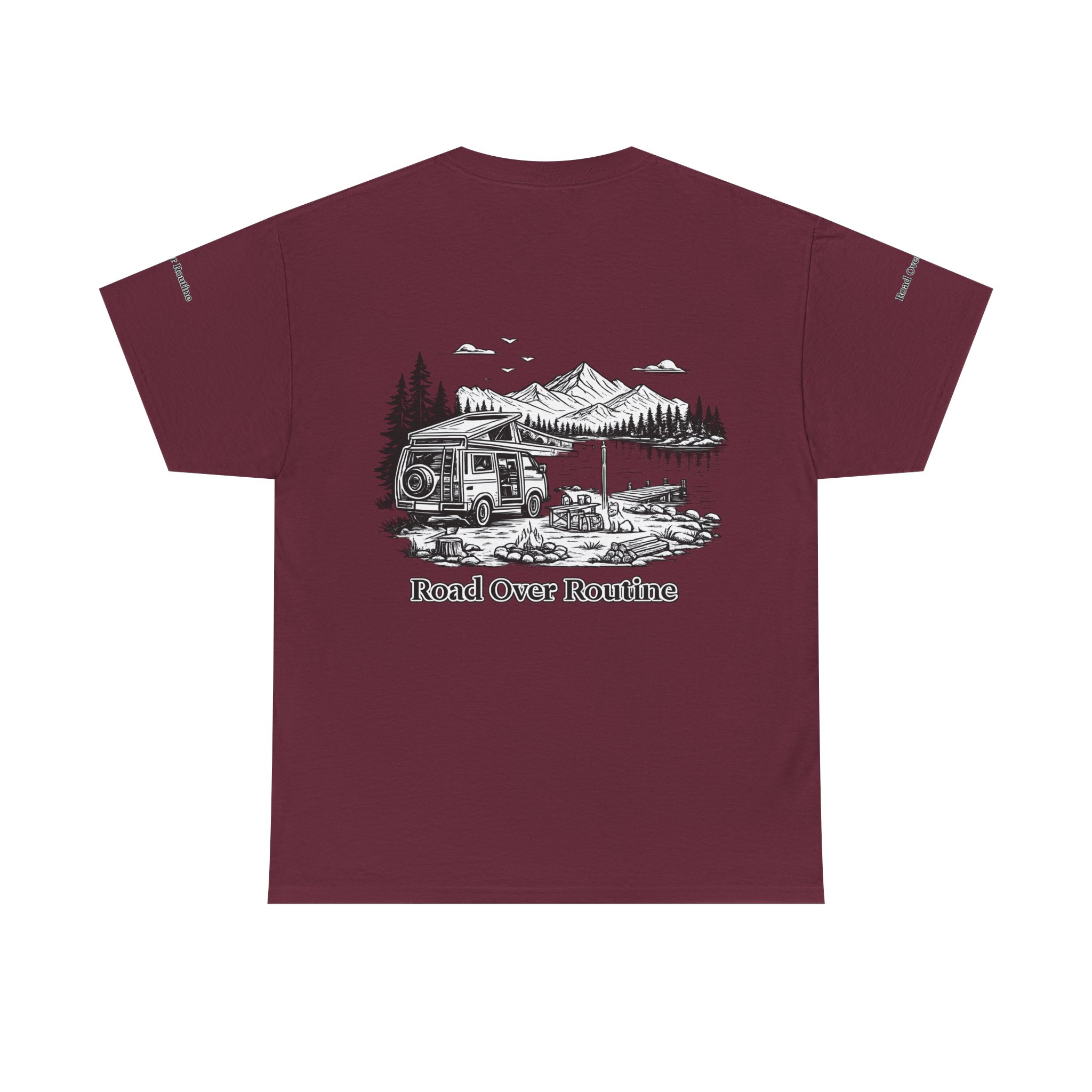 Unisex Heavy Cotton Tee — "Road Over Routine" Design Minimal-Line
