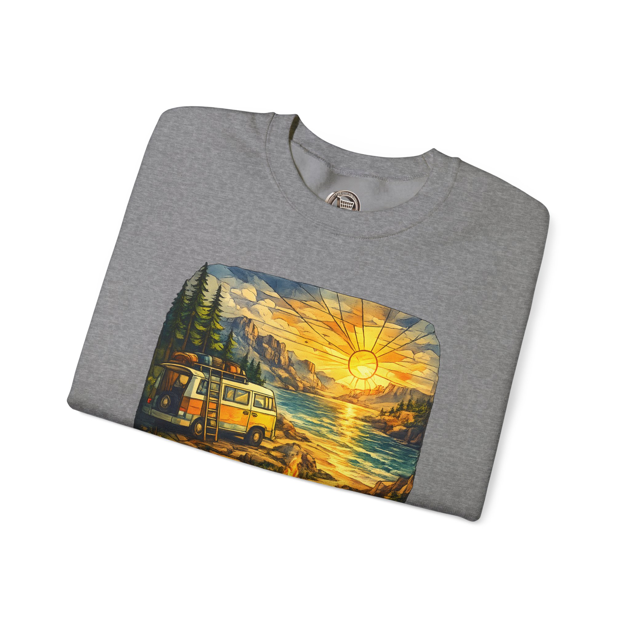 Unisex Heavy Blend™ Crewneck Sweatshirt — "Not All Who Wander Are Lost" Design Cubic-Line