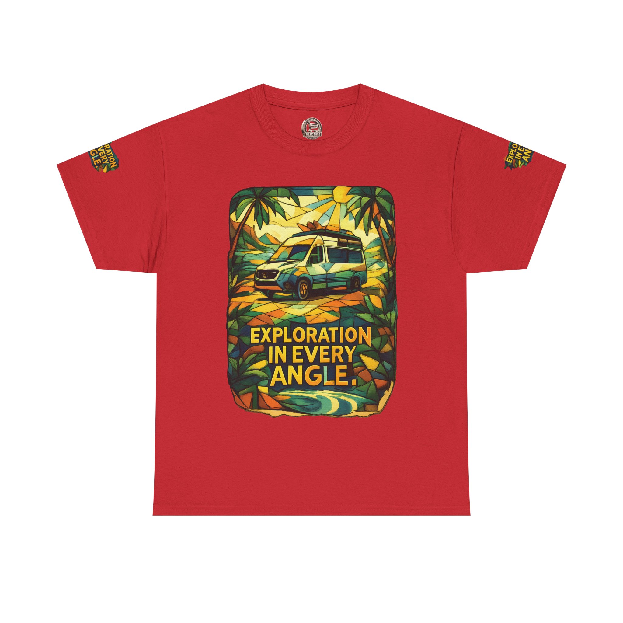 Unisex Heavy Cotton Tee — "Exploration In Every Angle" Design Cubic-Line