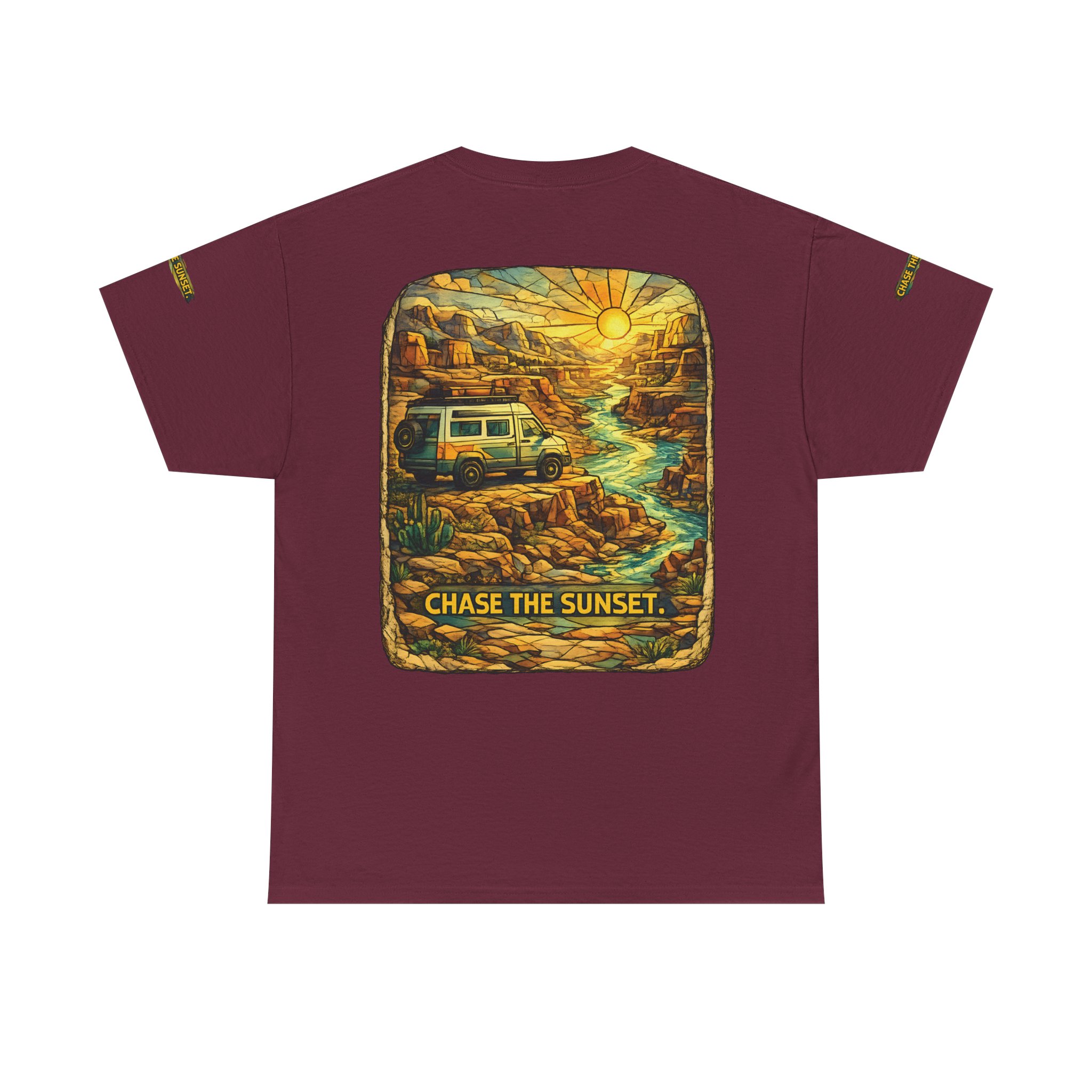 4172877409156084894_2048.jpeg Unisex Heavy Cotton Tee — "Chase The Sunset" Design Cubic-Line