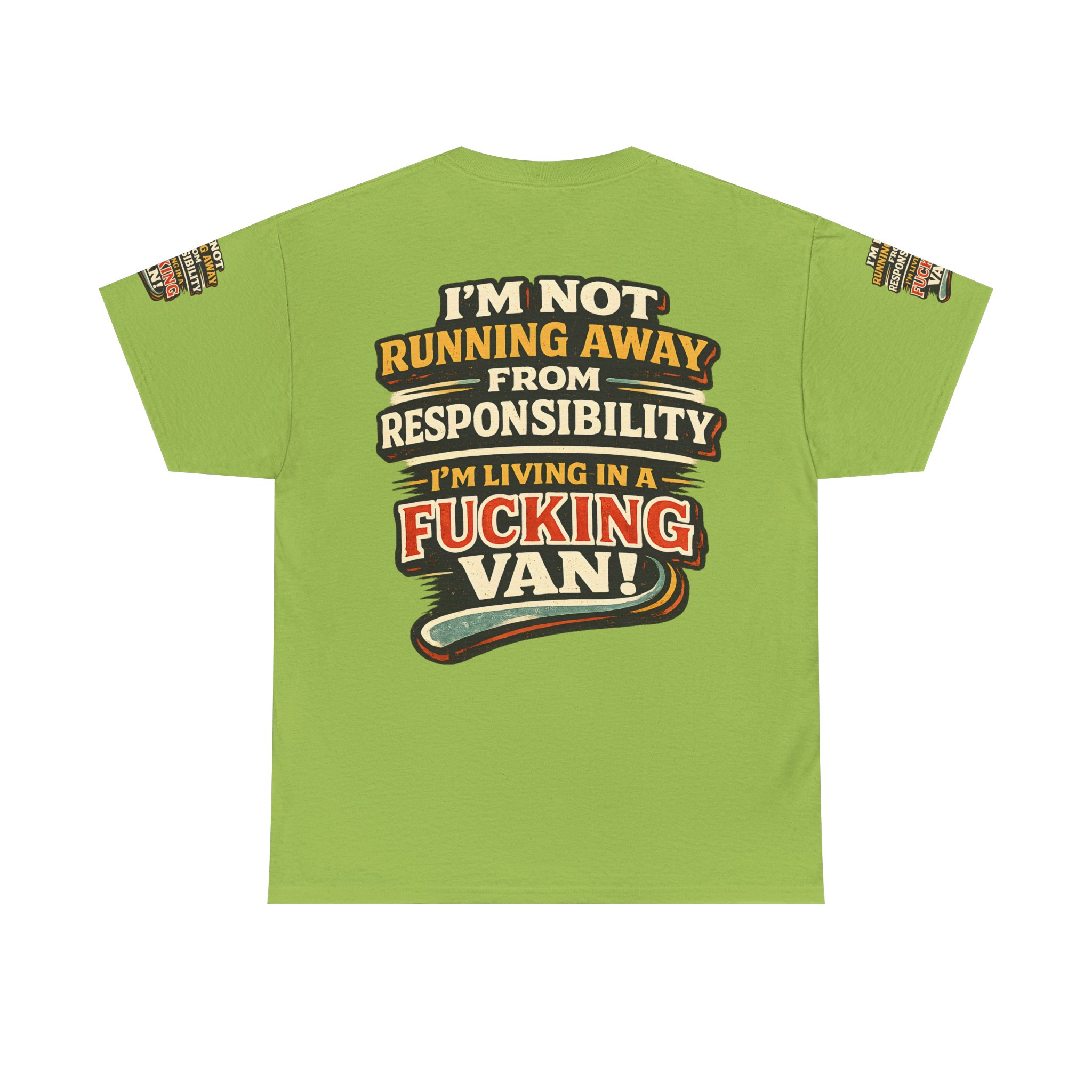 Unisex Heavy Cotton Tee — "I`m Not running Away" Design F**K-Line