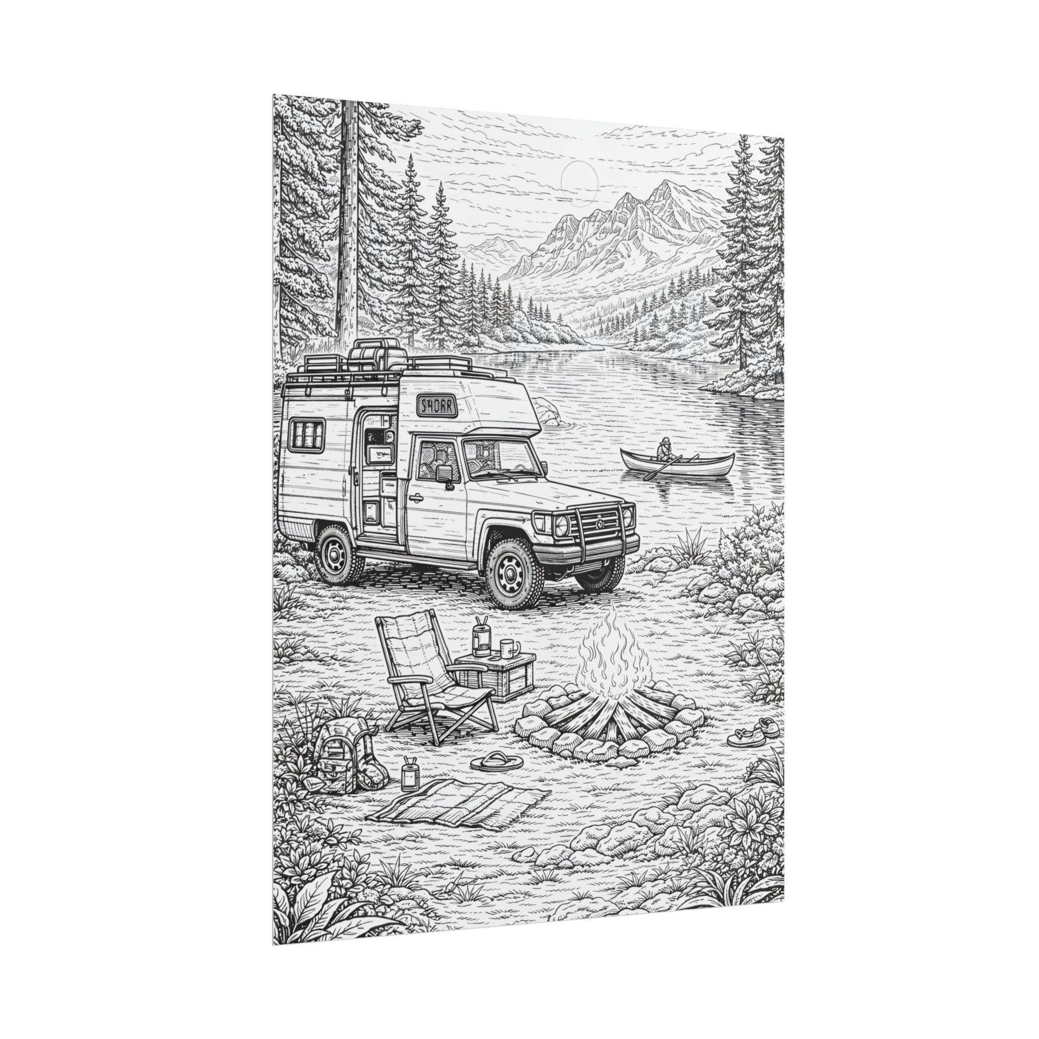 Campervan Poster — Vintage RV Camping Landscape Wall Art