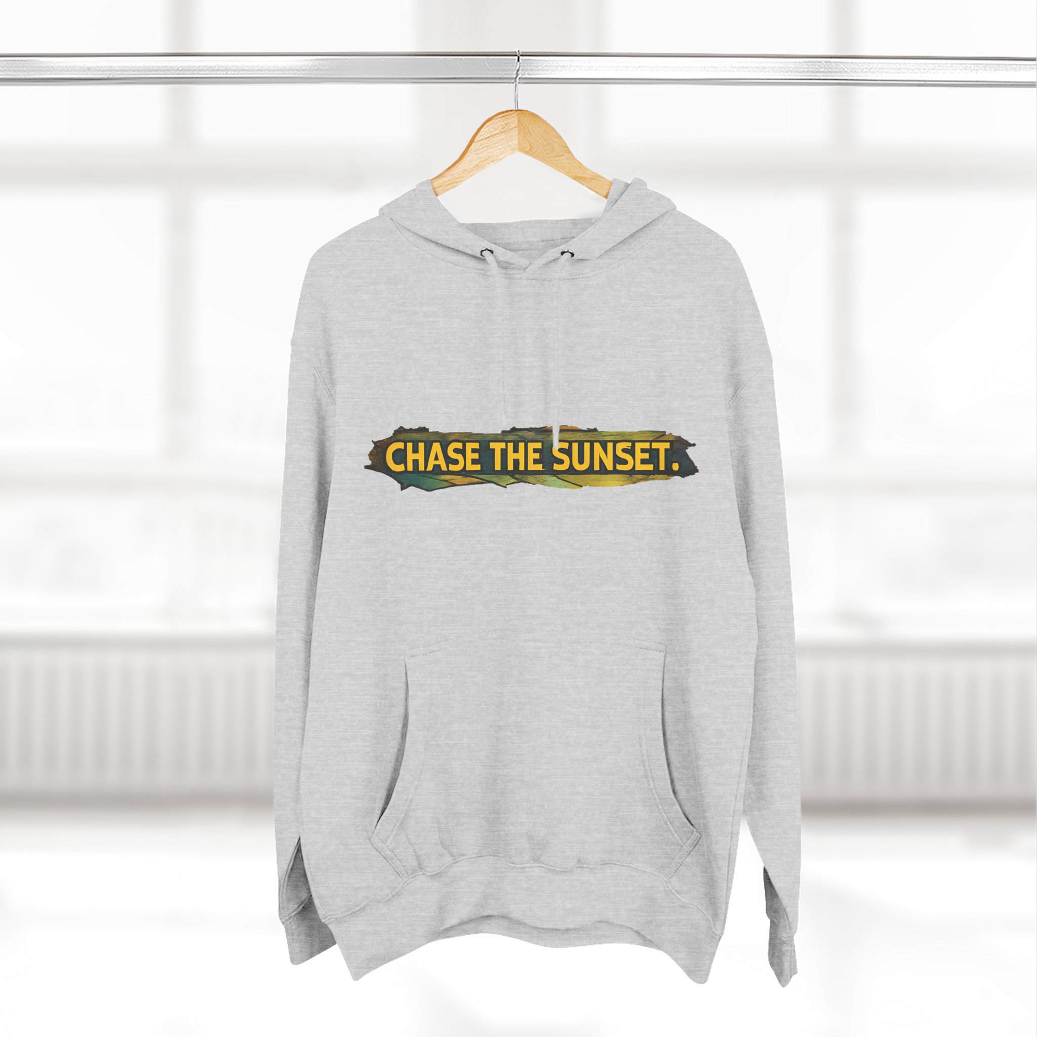 Three-Panel Fleece Hoodie - "Chase The Sunset" Design Cubic-Line