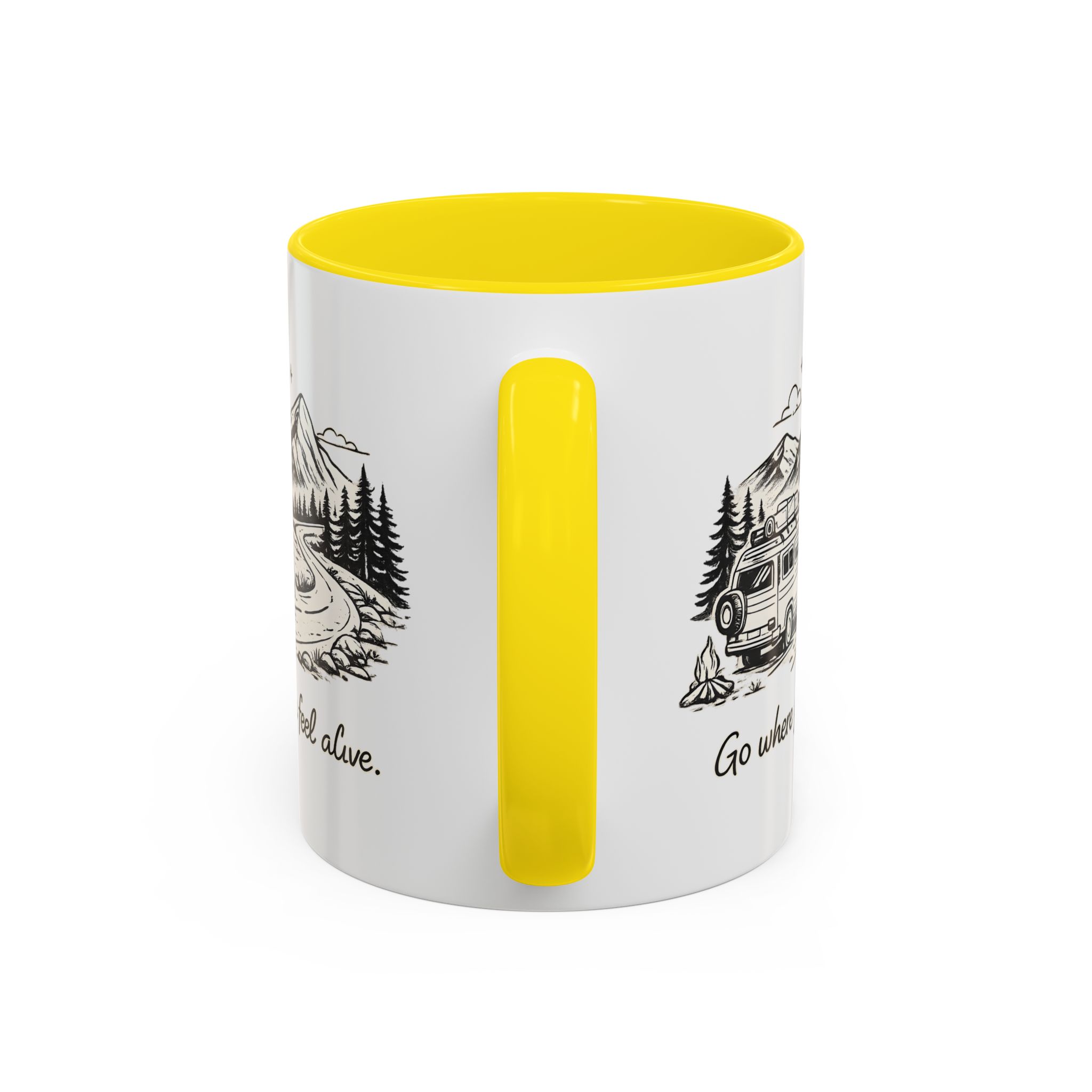 Accent Coffee Mug (11, 15oz) — "Go Where You Feel Alive" Design Minimal-Line