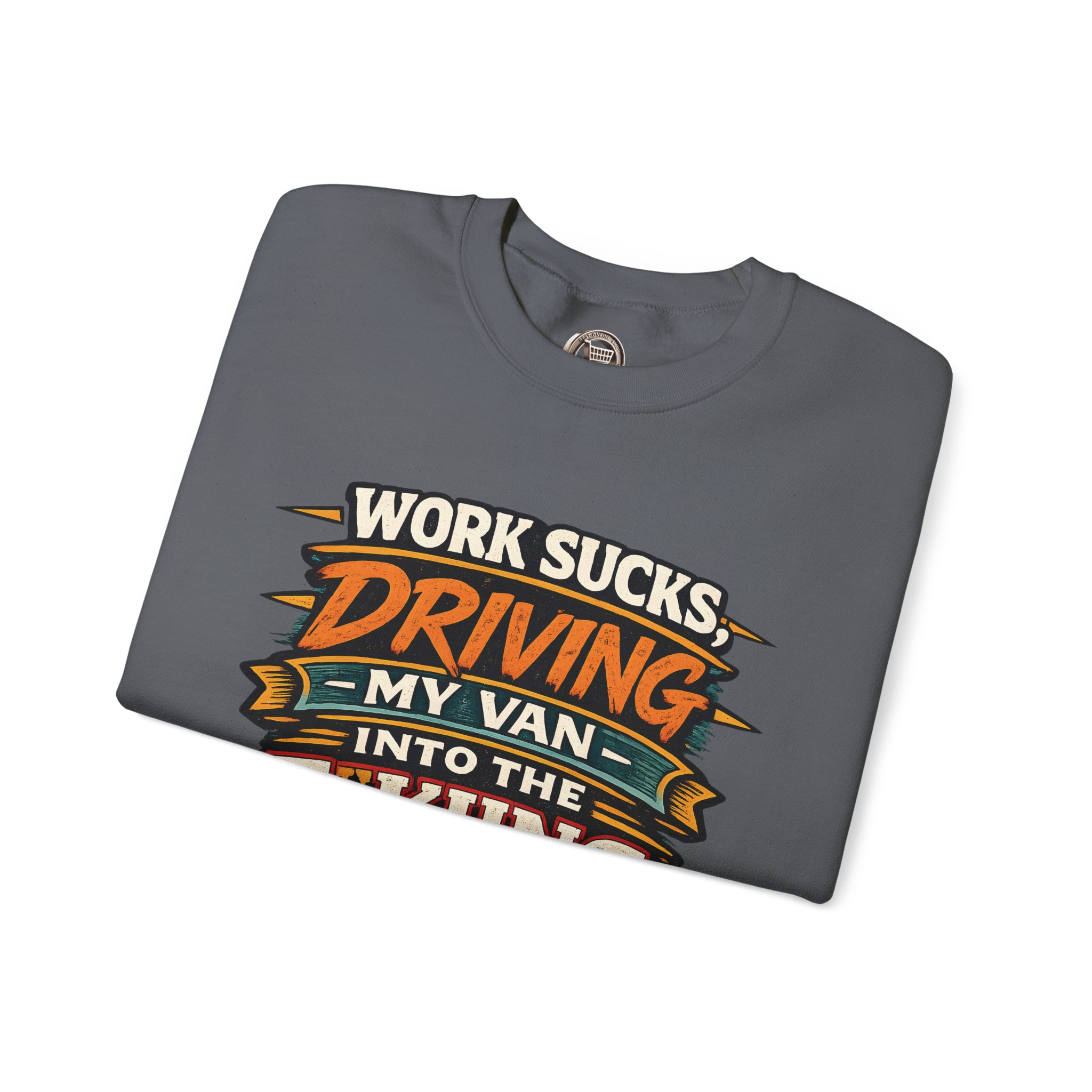 Unisex Heavy Blend™ Crewneck Sweatshirt — "Work Sucks" Design F**K-Line