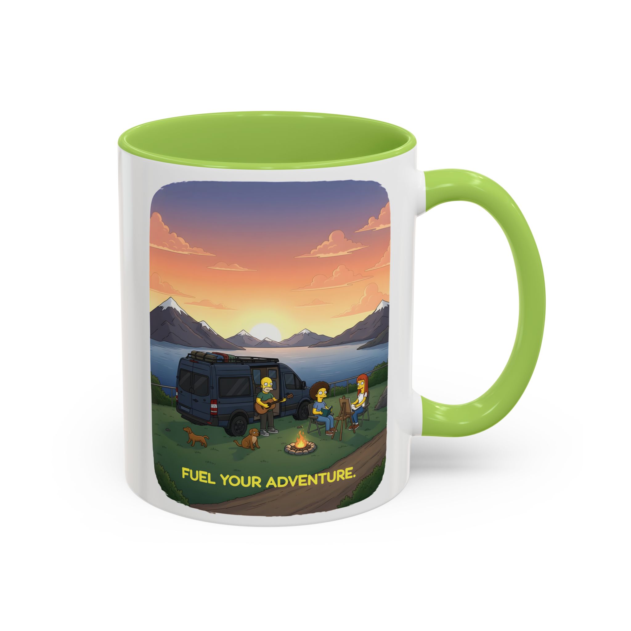 Accent Coffee Mug (11, 15oz) — "Fuel Your Adventure" Design Sitcom-Line