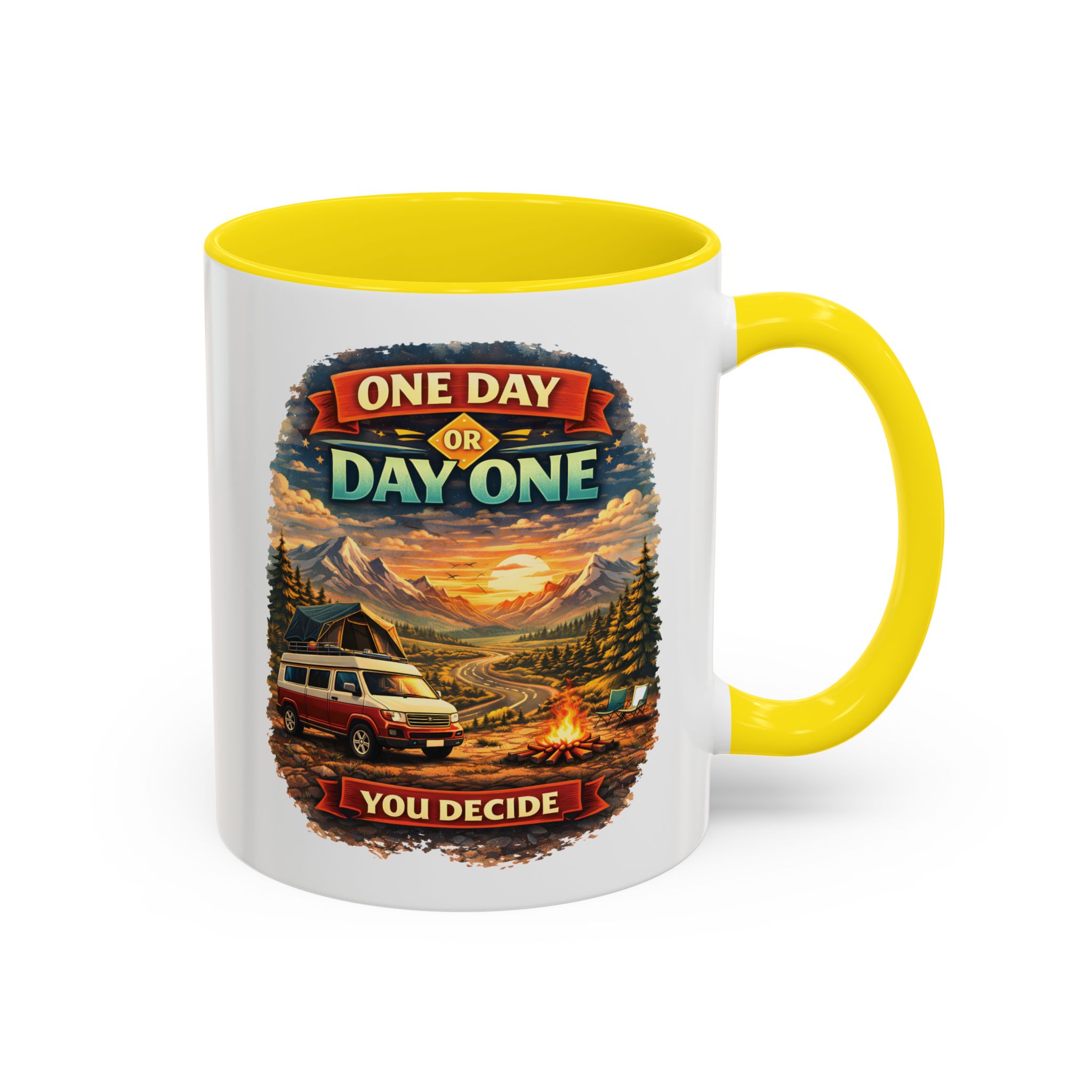 Accent Coffee Mug (11, 15oz) — "One Day Or Day One" Design Scenic-Line