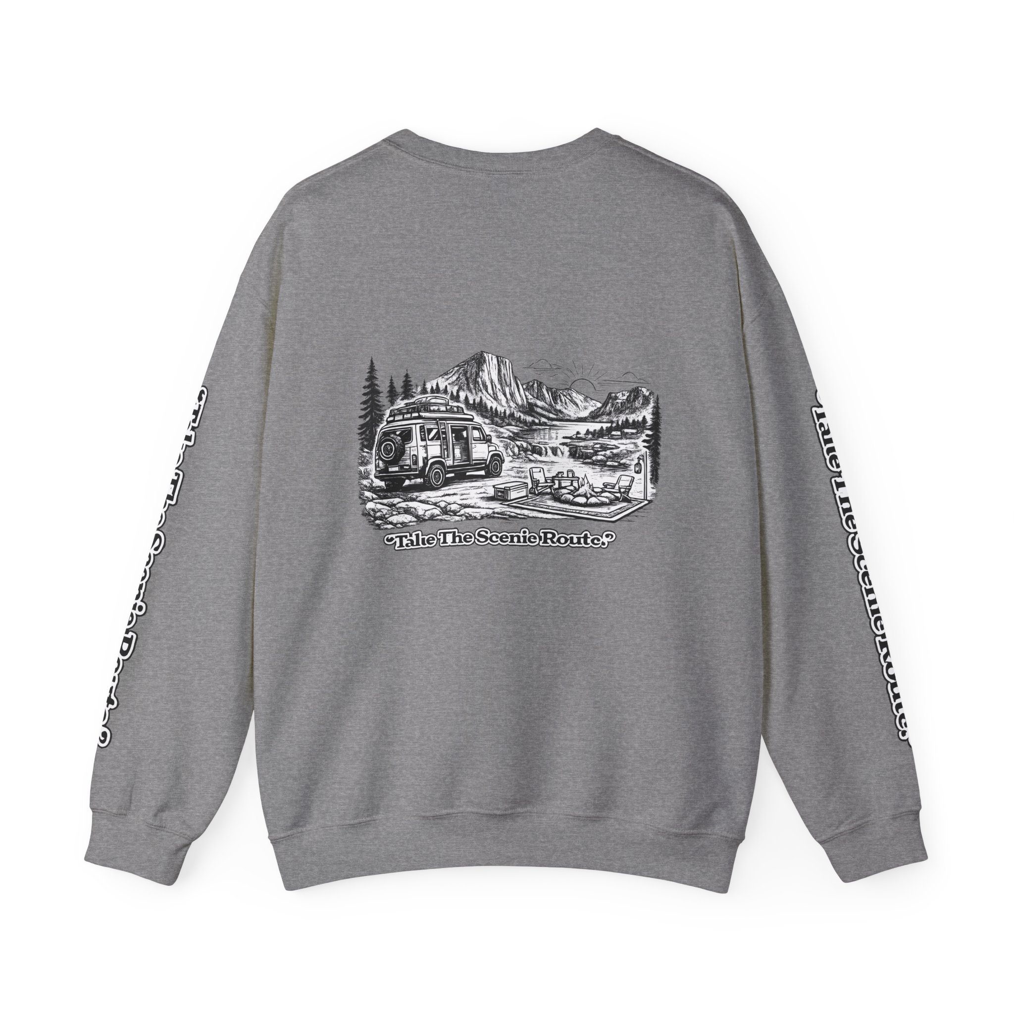 4196375392473603269_2048.jpeg Unisex Heavy Blend™ Crewneck Sweatshirt — "Take The Scenic Route" Design Minimal-Line