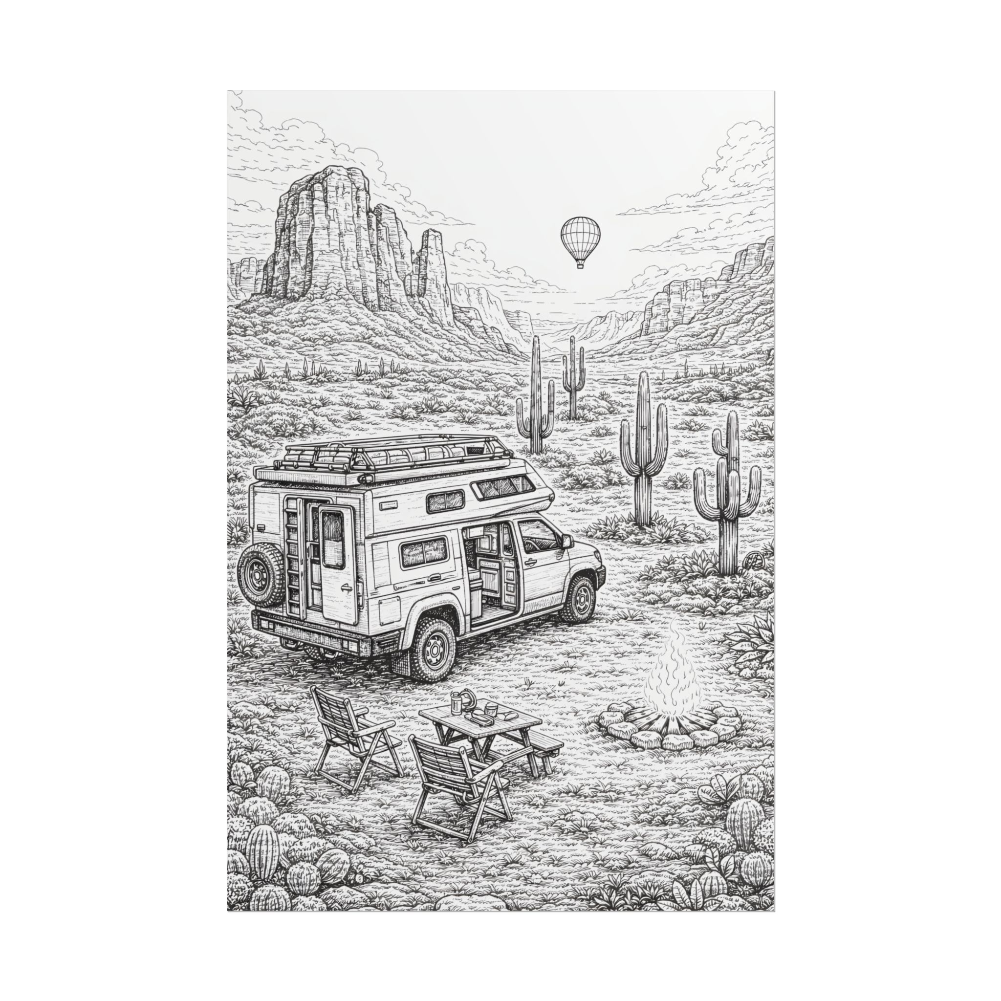 Campervan Poster — Vintage RV Camping Landscape Wall Art