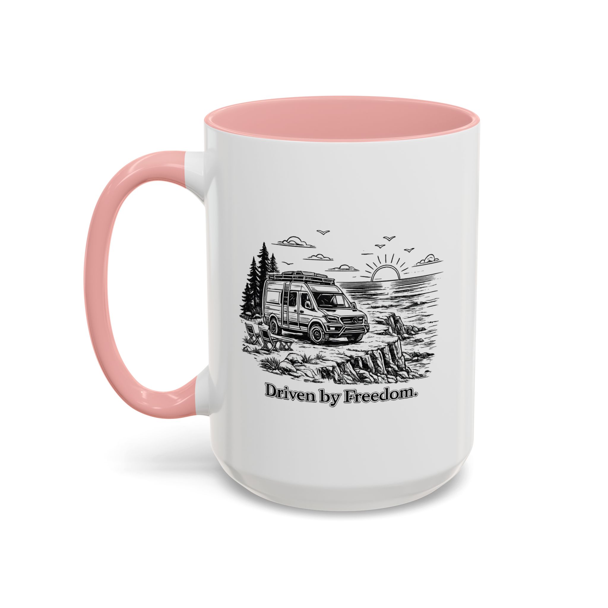 Accent Coffee Mug (11, 15oz) — "Driven By Freedom" Design Minimal-Line