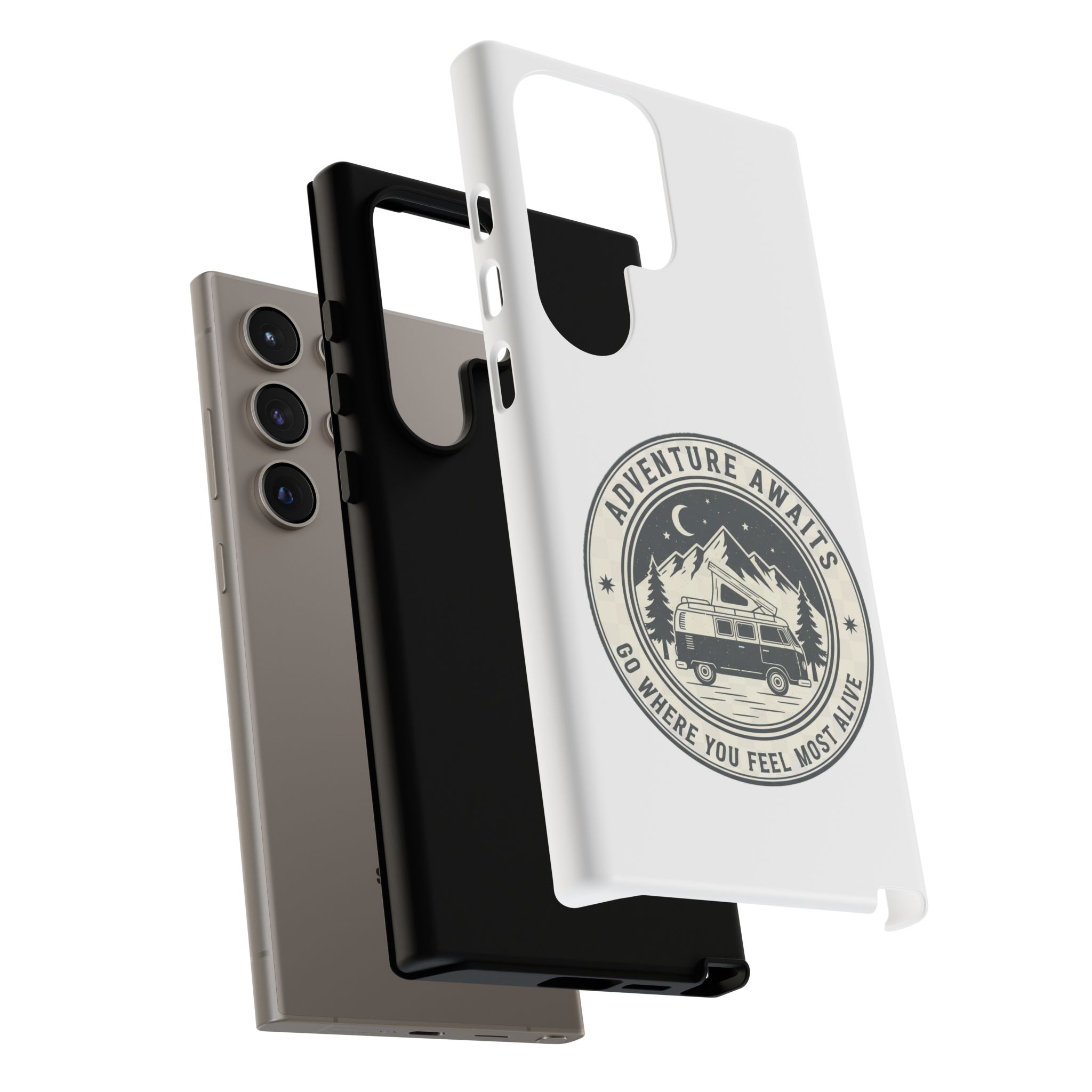 Phone Case — "Adventure Awaits-Go Where You Feel Most Alive" Camper Van Design