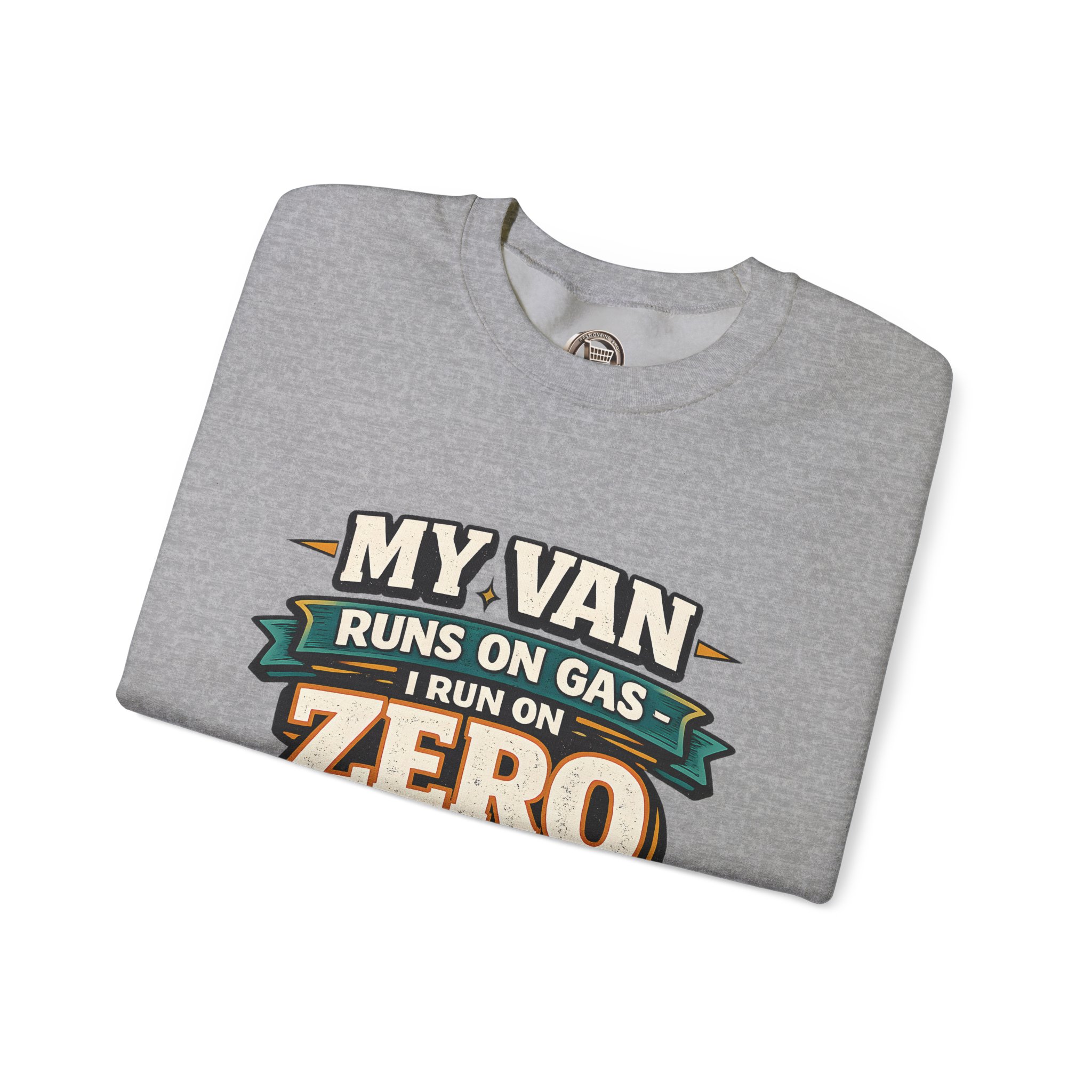 Unisex Heavy Blend™ Crewneck Sweatshirt — "My Van Runs On Gas" Design F**K-Line