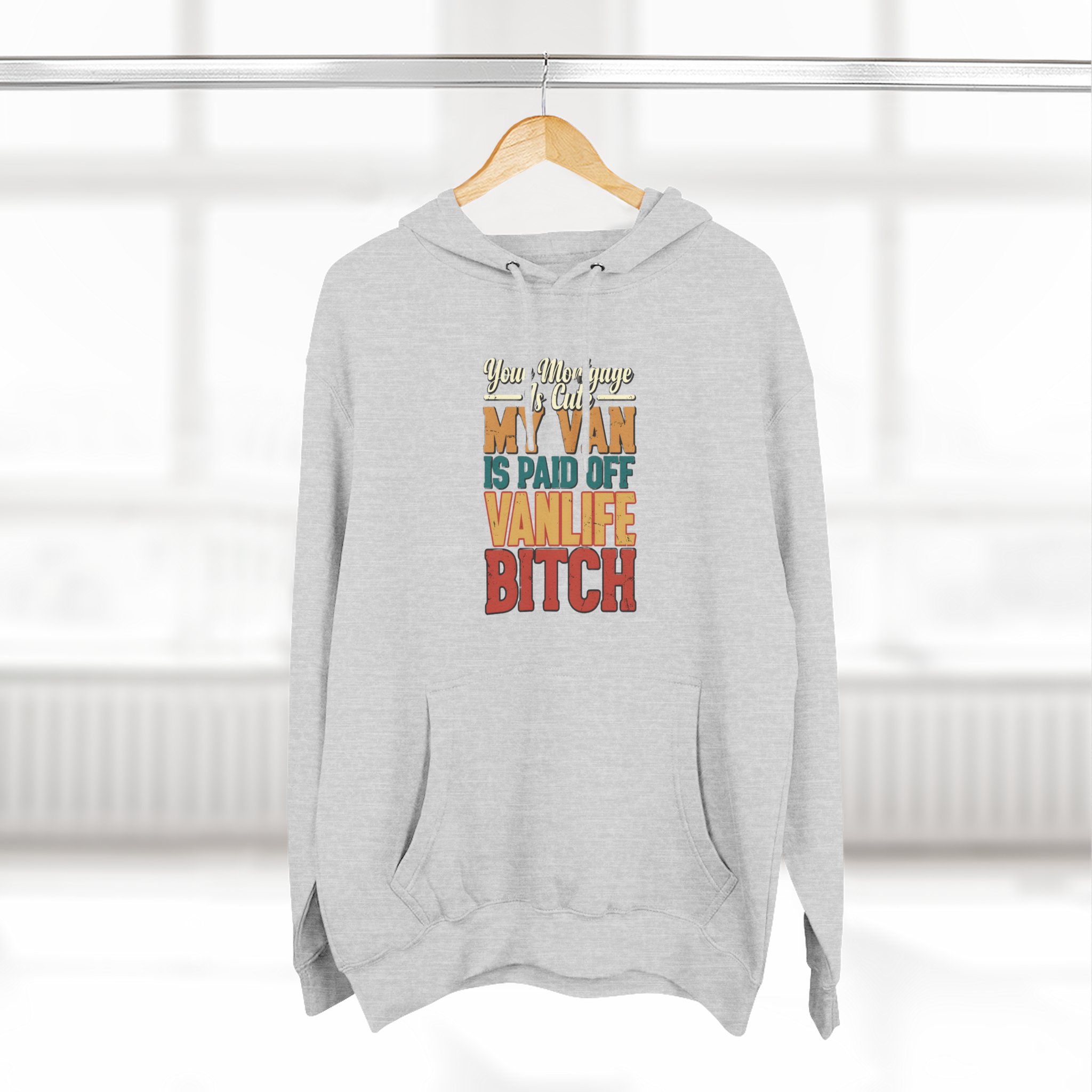 Three-Panel Fleece Hoodie - "Your Mortgage Is Cute" Design F**K-Line
