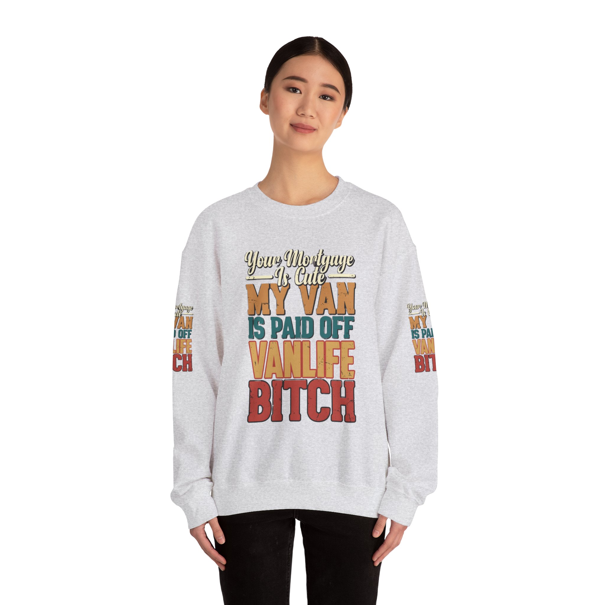 Unisex Heavy Blend™ Crewneck Sweatshirt — "Your Mortgage Is Cute" Design F**K-Line