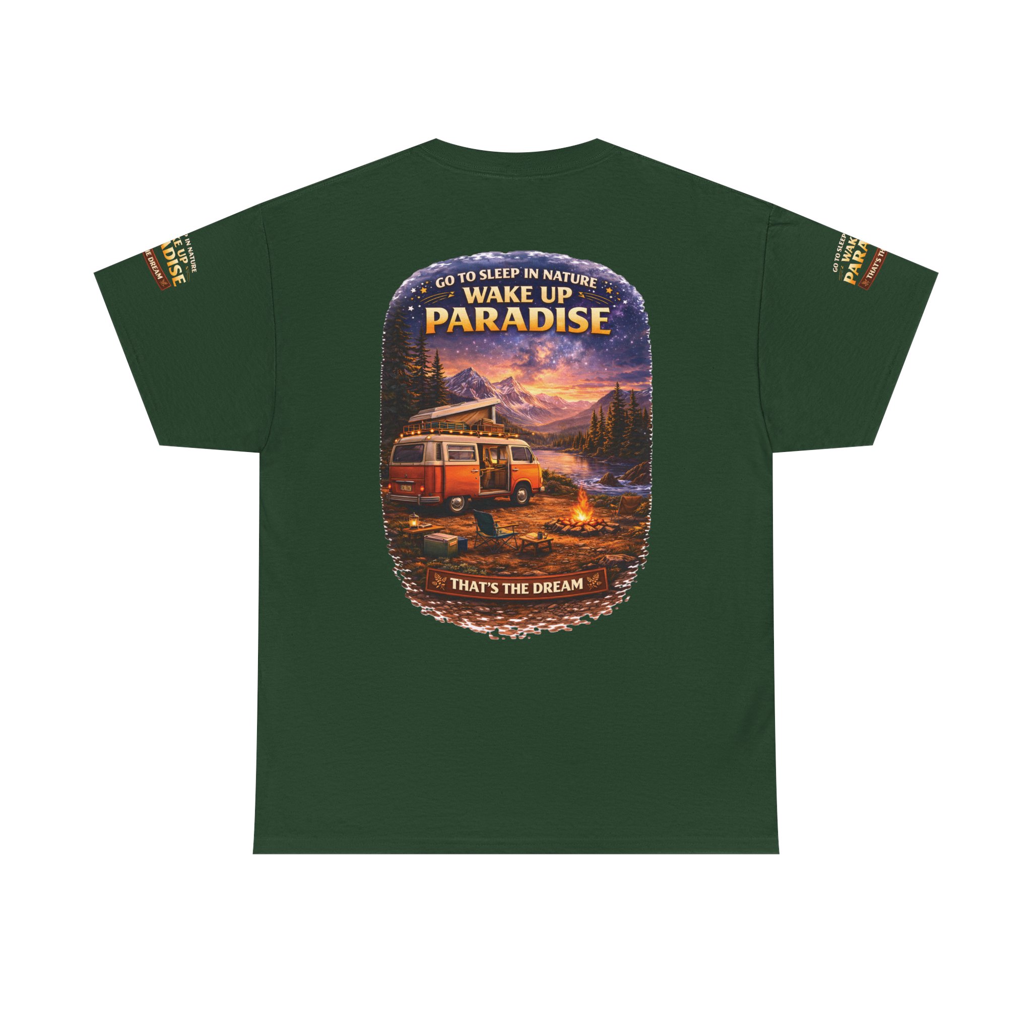 Unisex Heavy Cotton Tee — "Go Sleep In Nature" Design Scenic-Line