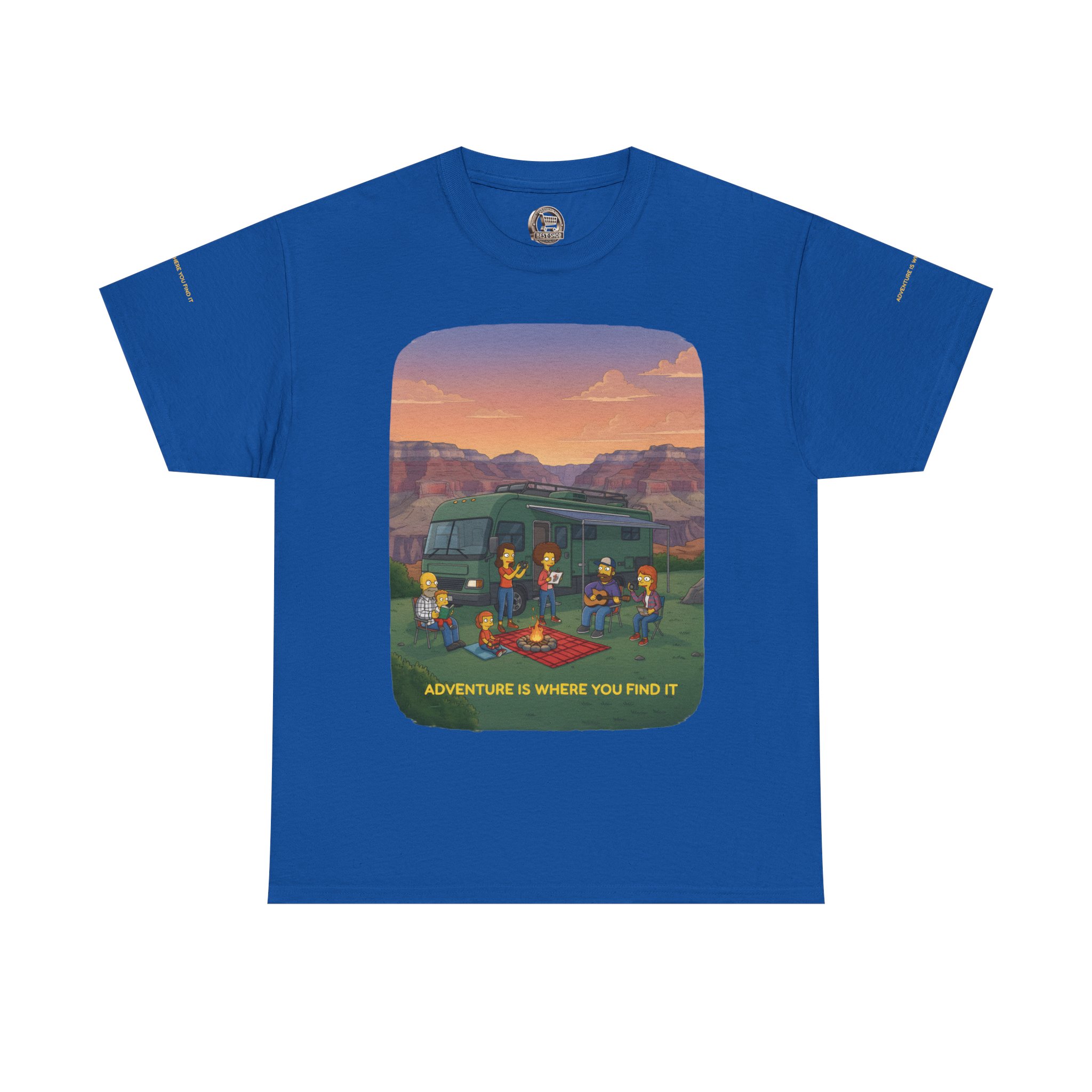 Unisex Heavy Cotton Tee — "Adventure Is Where You Find It" Design Sitcom-Line