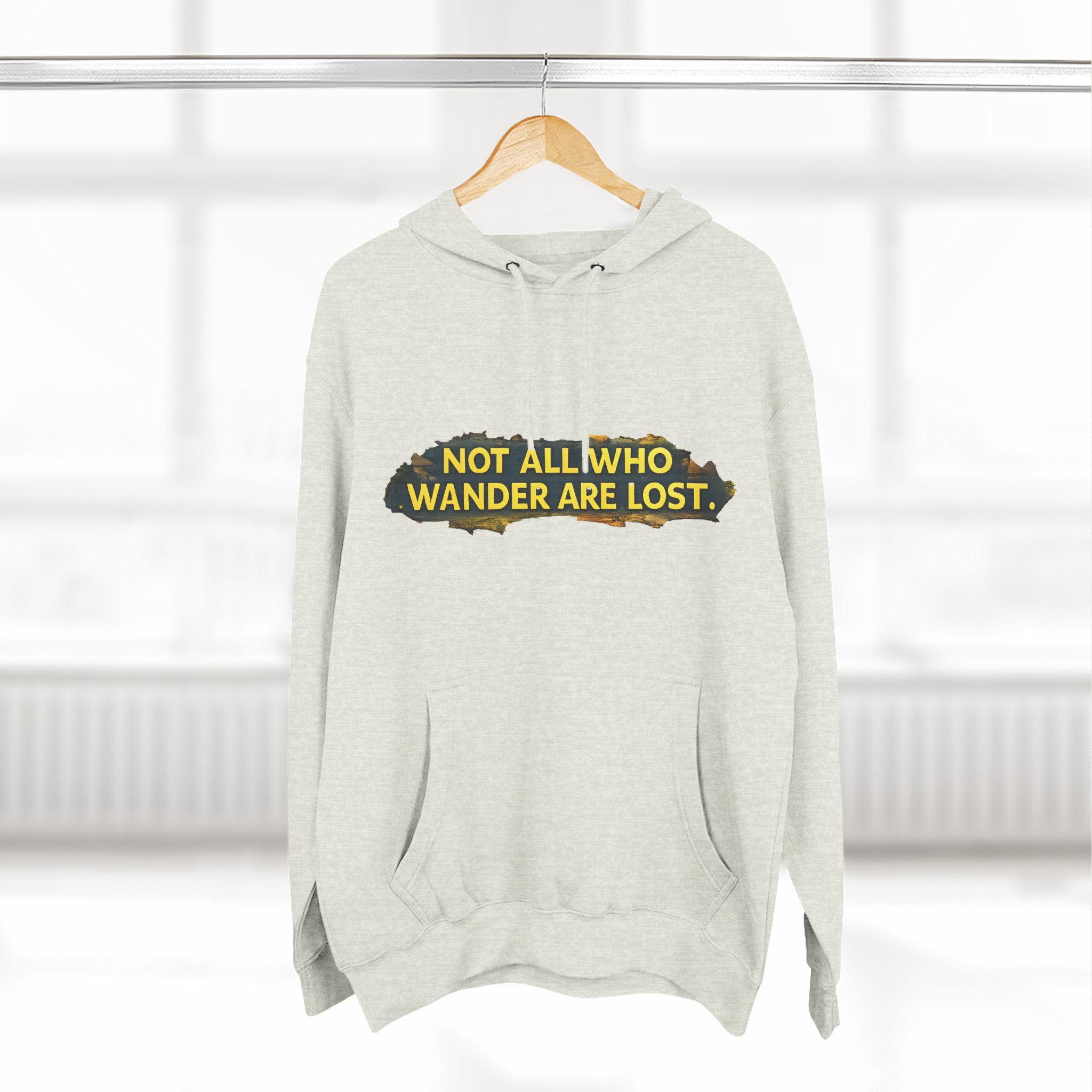 4218912908918251279_2048.jpeg Three-Panel Fleece Hoodie - "Not All Who Wander Are Lost" Design Cubic-Line