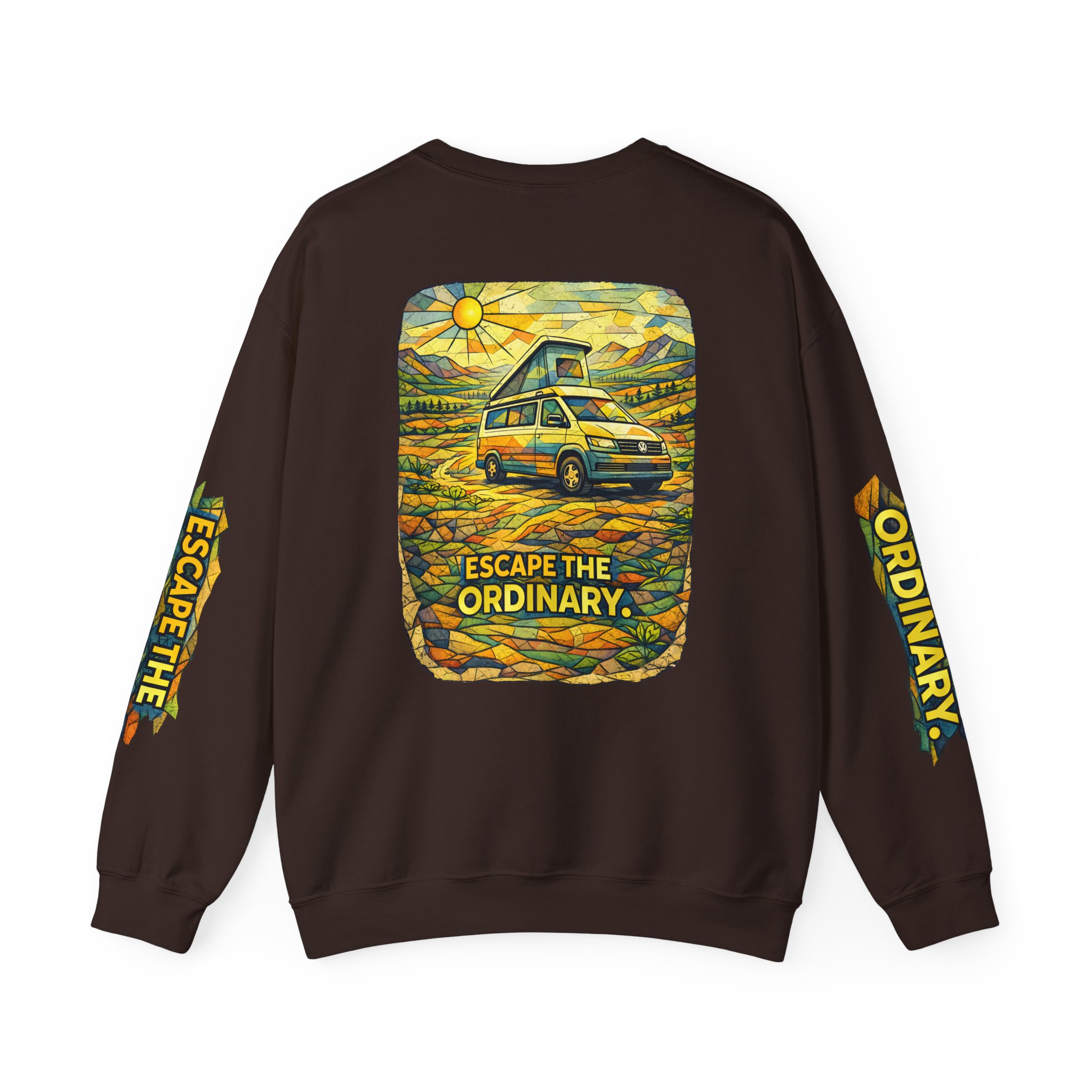 Unisex Heavy Blend™ Crewneck Sweatshirt — "Escape The Ordinary" Design Cubic-Line