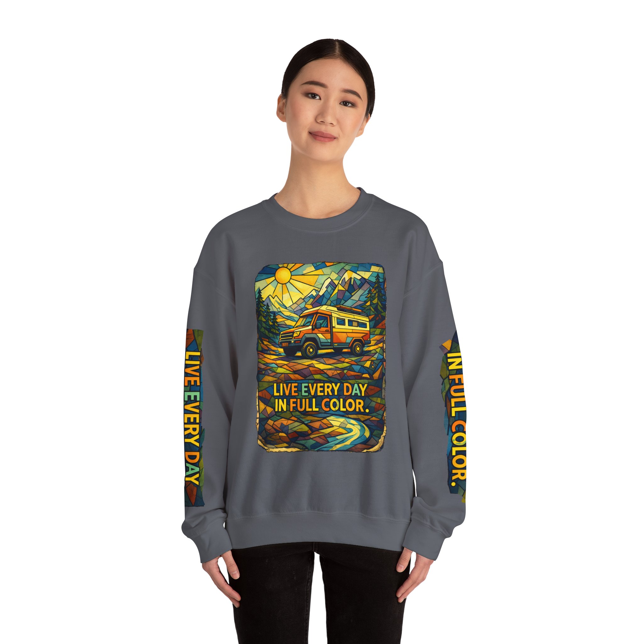 4224341750737705005_2048.jpeg Unisex Heavy Blend™ Crewneck Sweatshirt — "Live Every Day InFull Color" Design Cubic-Line