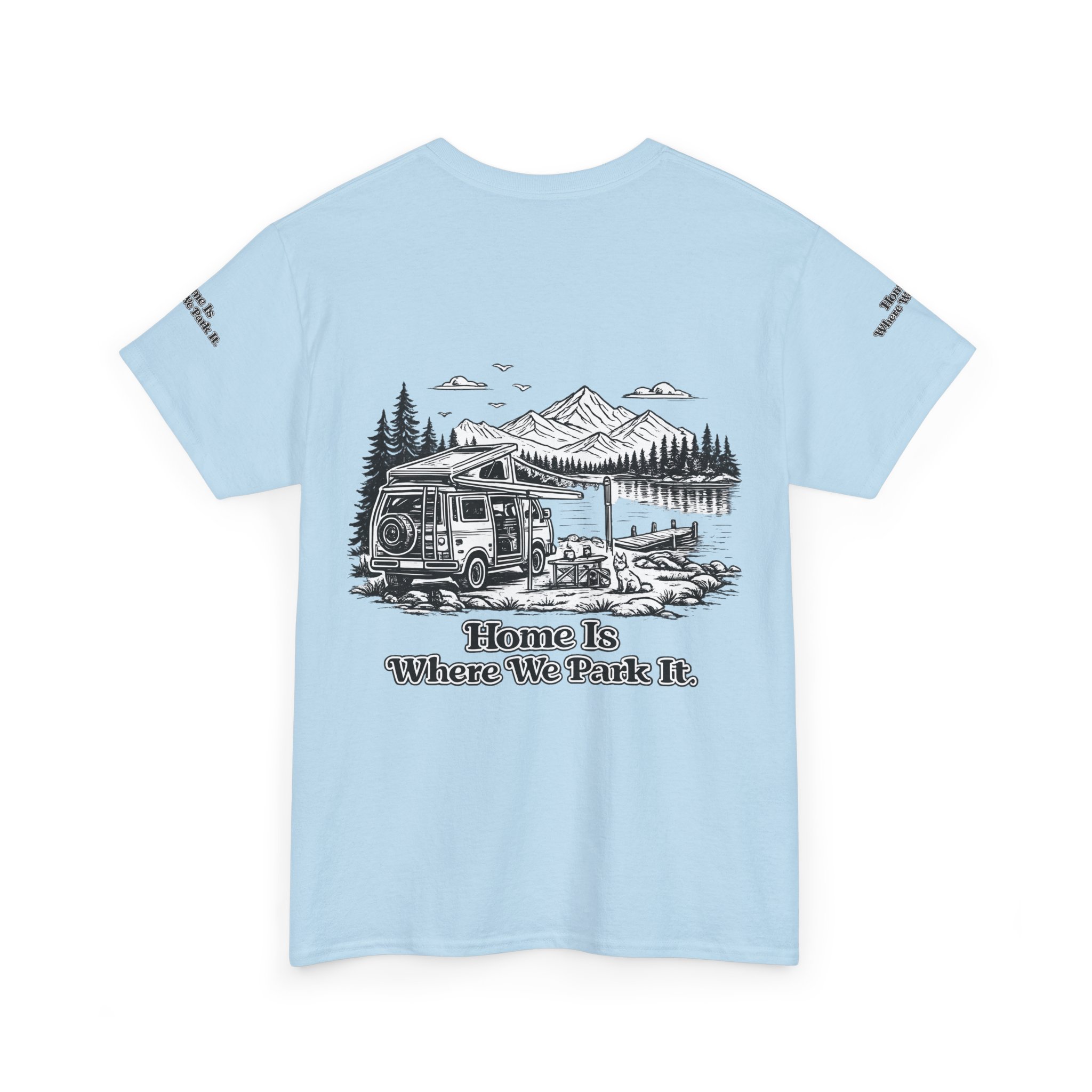 Unisex Heavy Cotton Tee — "Home Is Where You Park It" Design Minimal-Line