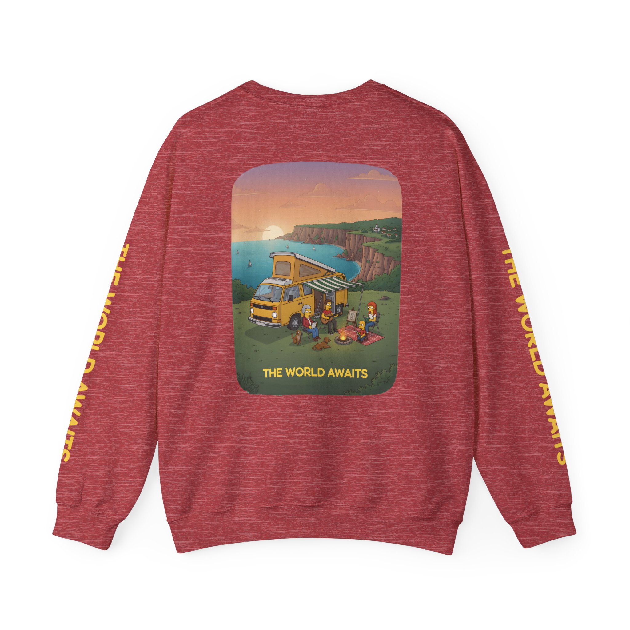 Unisex Heavy Blend™ Crewneck Sweatshirt — "The World Awaits" Design Sitcom-Line