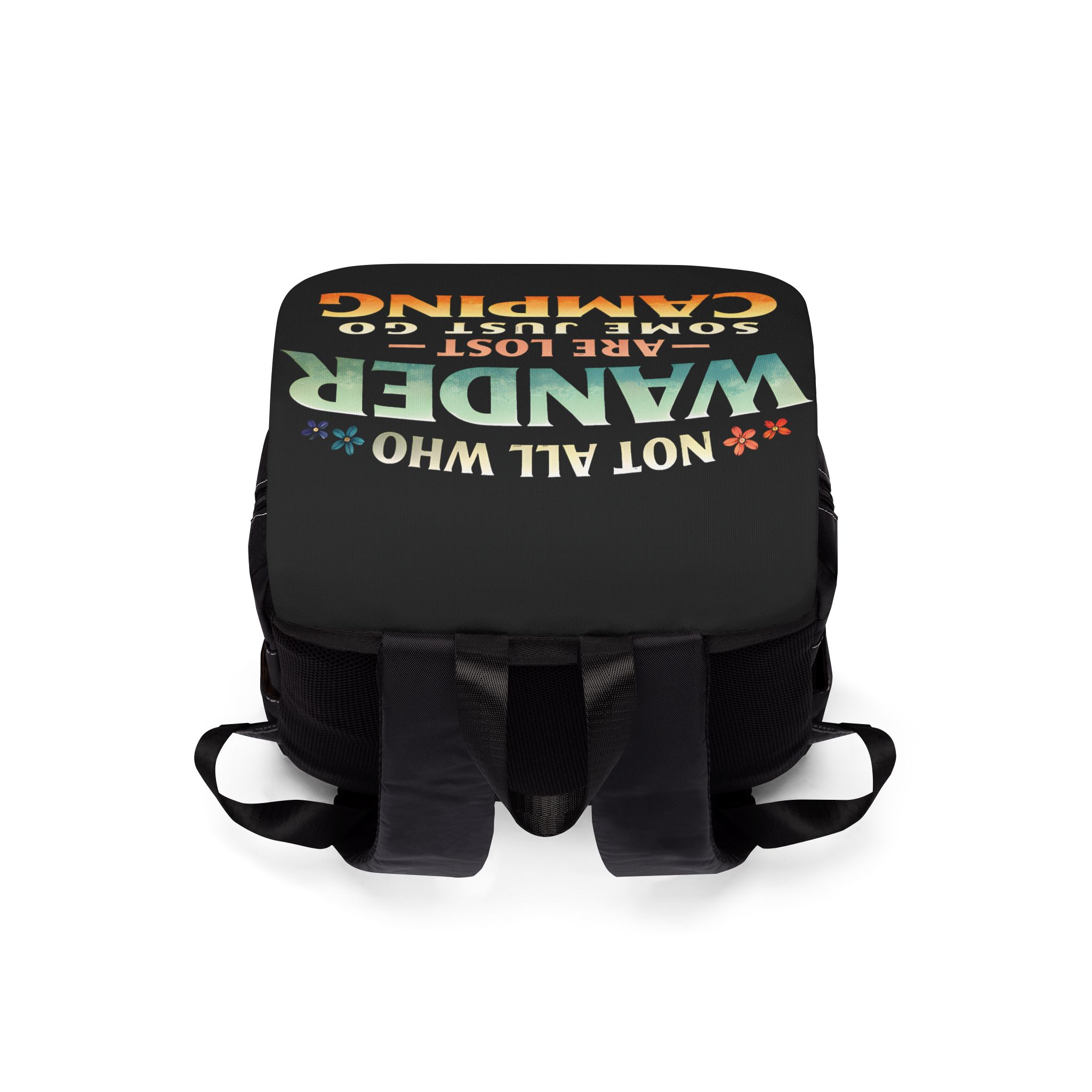 Unisex Casual Shoulder Backpack—"Not All Who Wander Are Lost" Design Scenic-Line(Campervan)