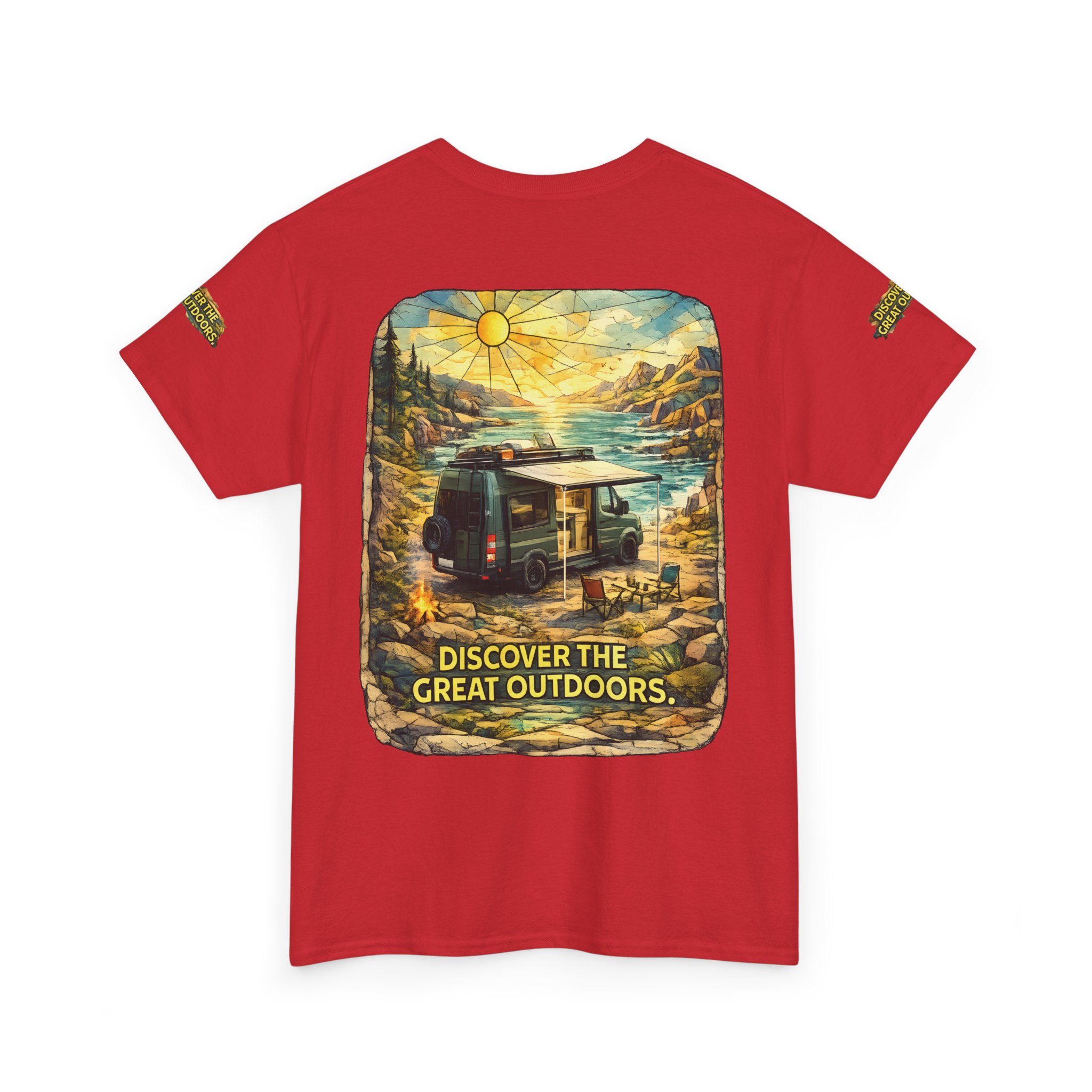 Unisex Heavy Cotton Tee — "Discover The Great Outdoors" Design Cubic-Line